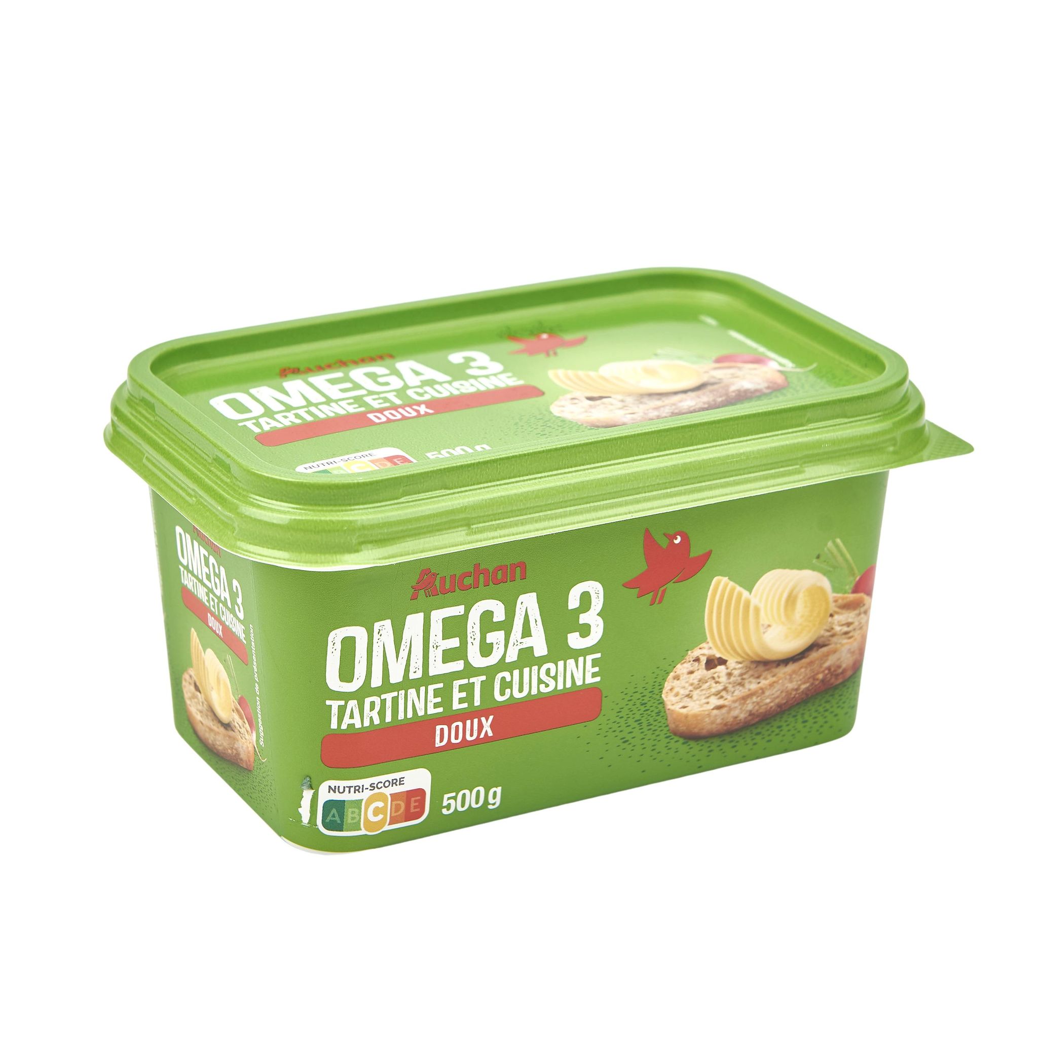 Voir la diapositive 2 : AUCHAN Margarine doux oméga 3 pour tartine et cuisson 500g
