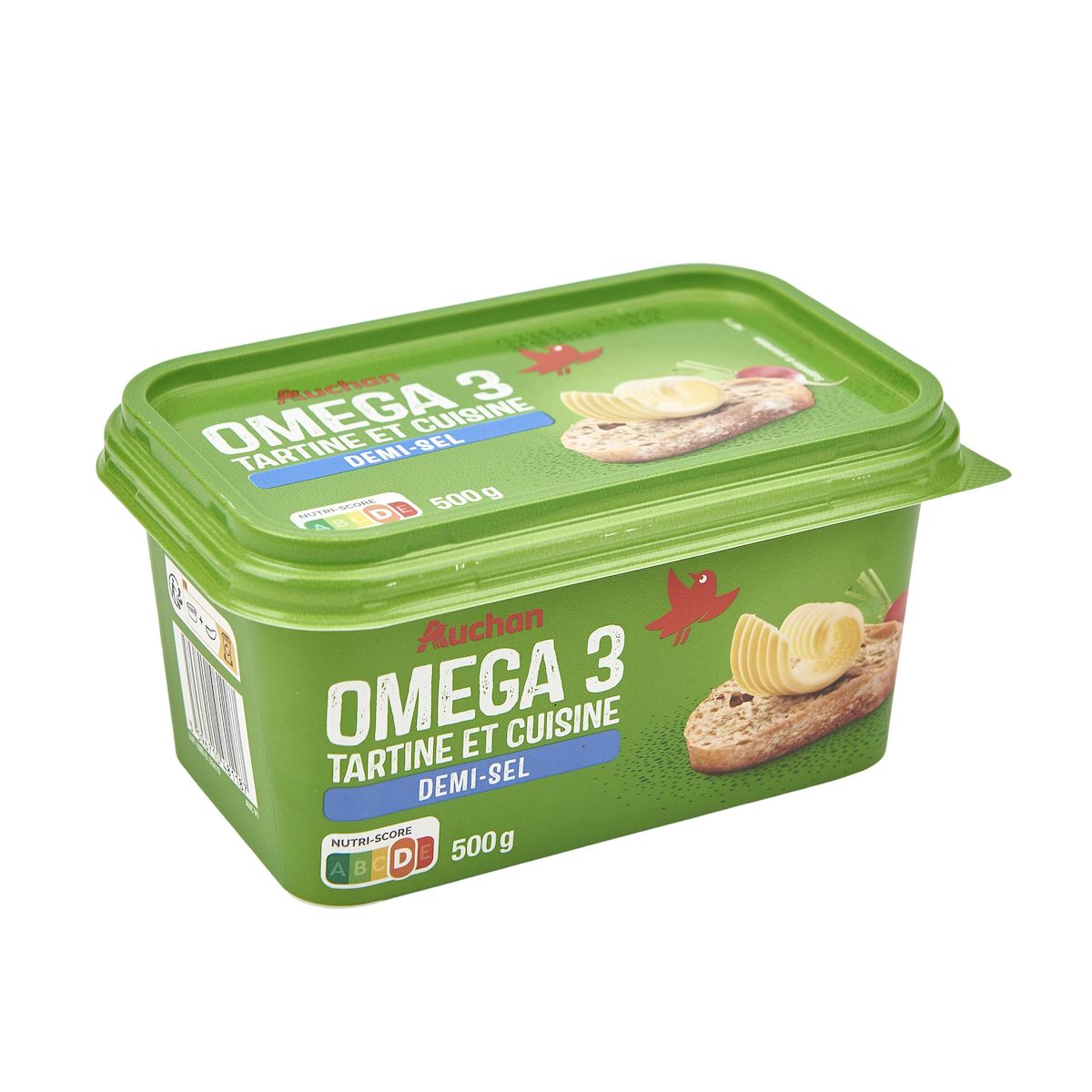 AUCHAN Margarine demi-sel oméga 3 pour tartine et cuisson 500g