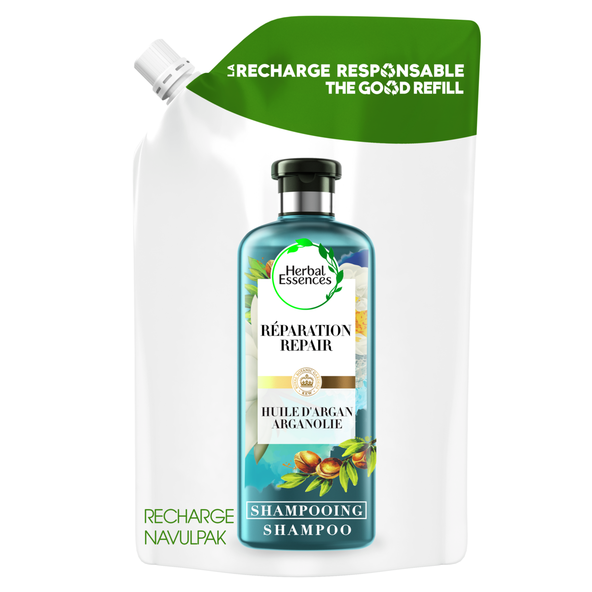 HERBAL ESSENCES Recharge shampooing réparation à l'huile d'argan 480ml