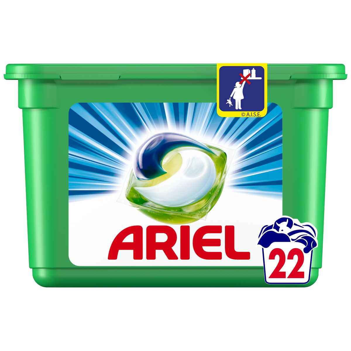 ARIEL Pods capsules de lessive tout en 1 alpine 22 capsules