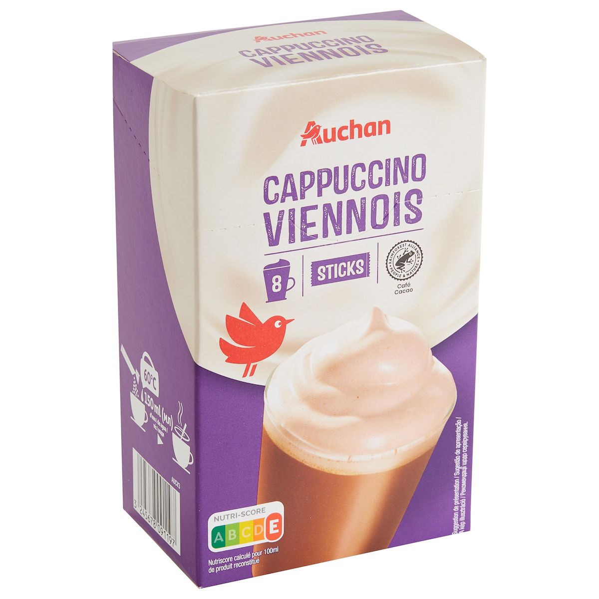 AUCHAN Cappuccino viennois en sticks 8 sticks 150ml