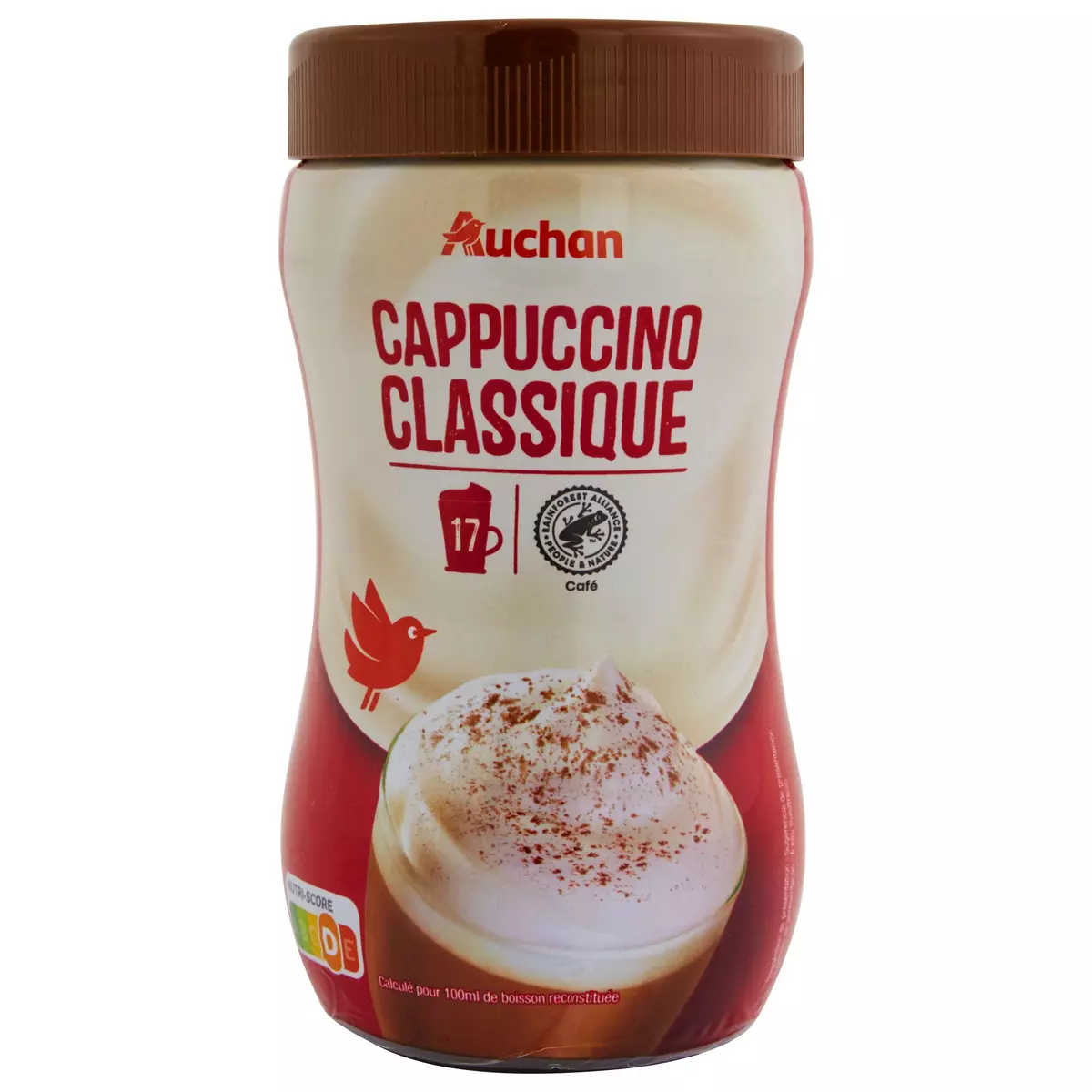 AUCHAN Café soluble cappuccino classique 17 tasses 250g