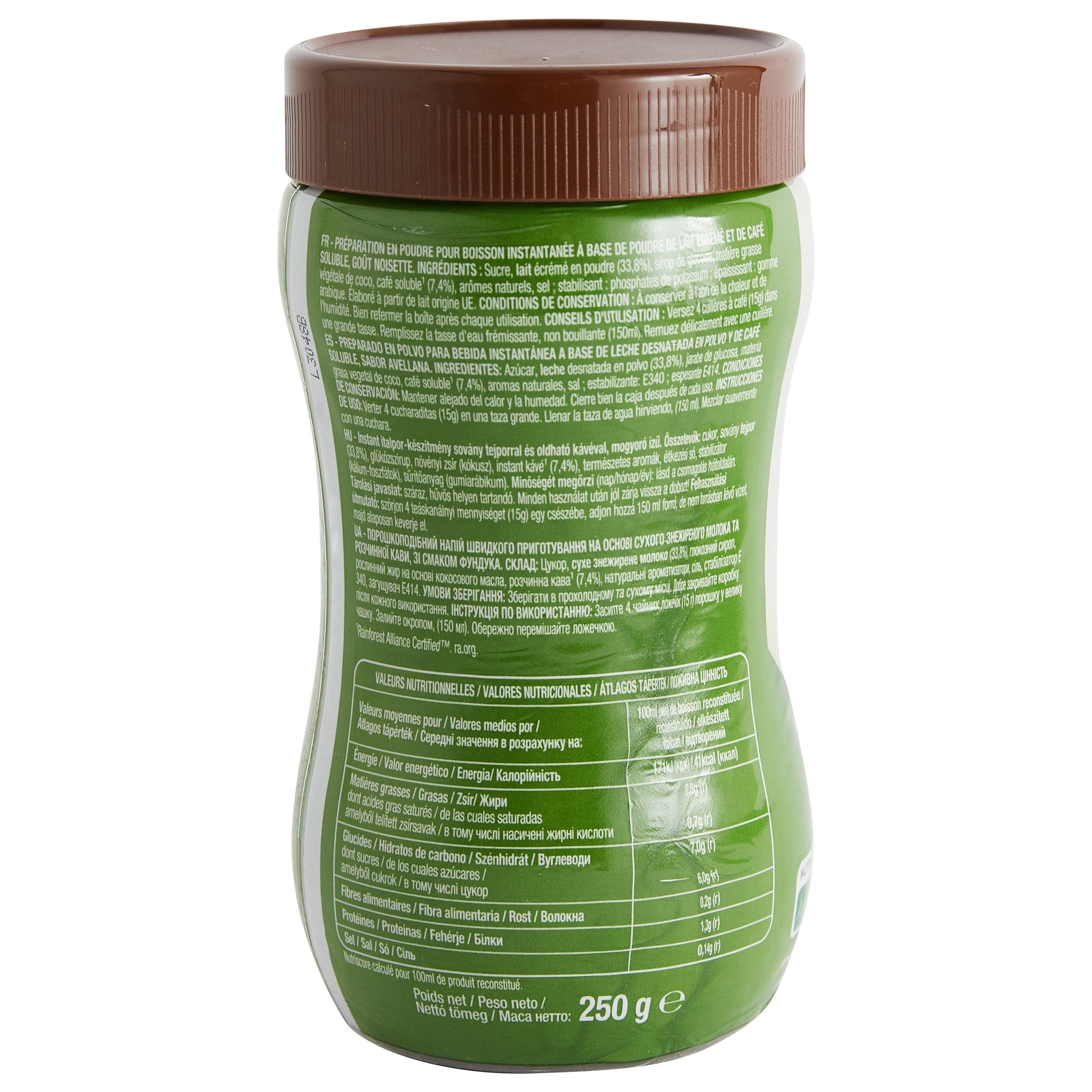Voir la diapositive 3 : AUCHAN Café soluble Cappuccino saveur noisette 16 tasses 250g