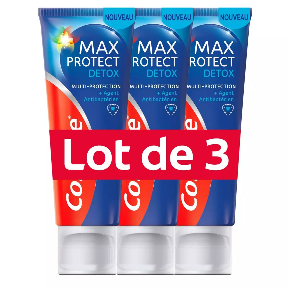 COLGATE Max Protect Detox Dentifrice multi protections et agents anti bactériens 3x75ml