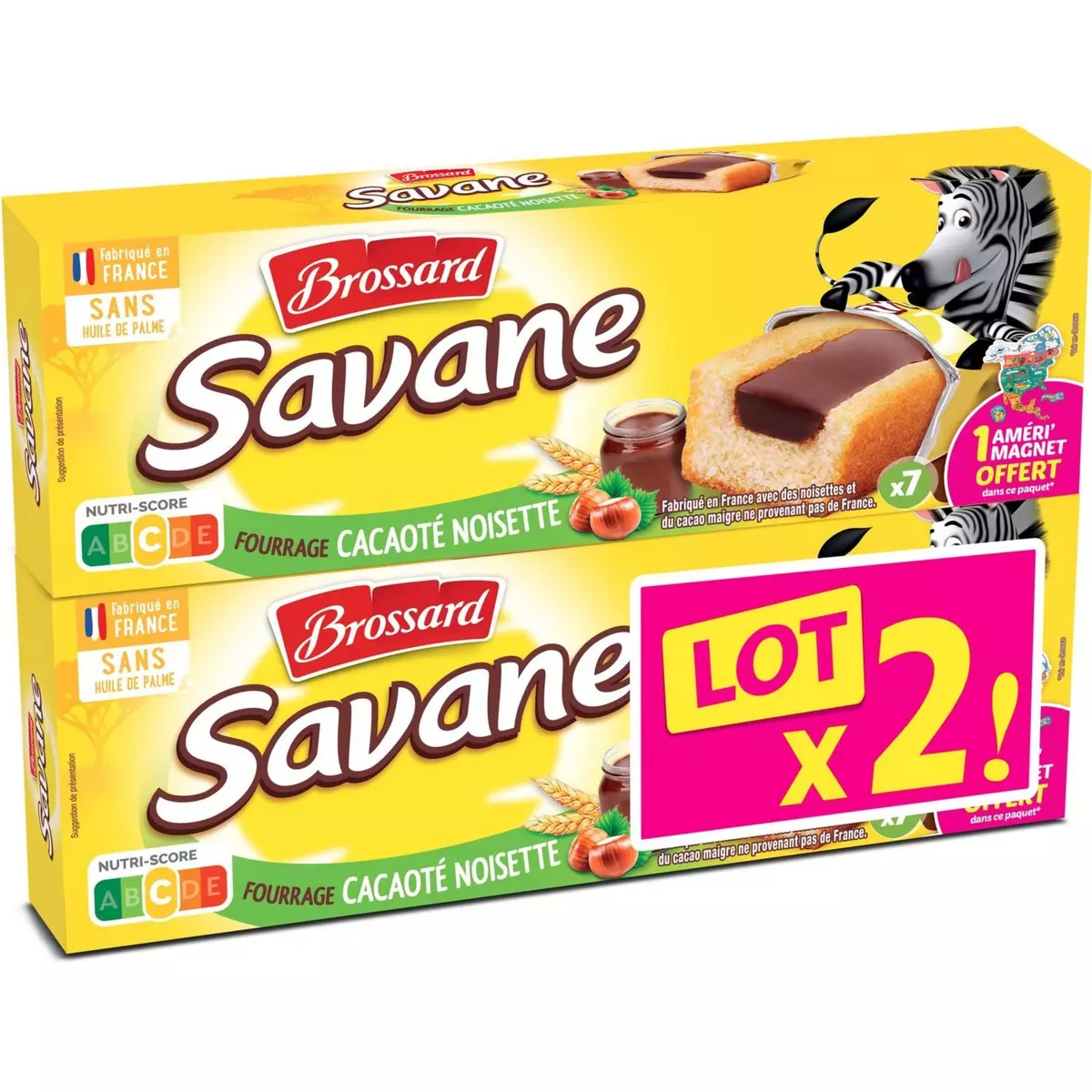 BROSSARD Savane Gâteaux fourrage cacaoté noisette sachet fraîcheur  7 pièces  189g