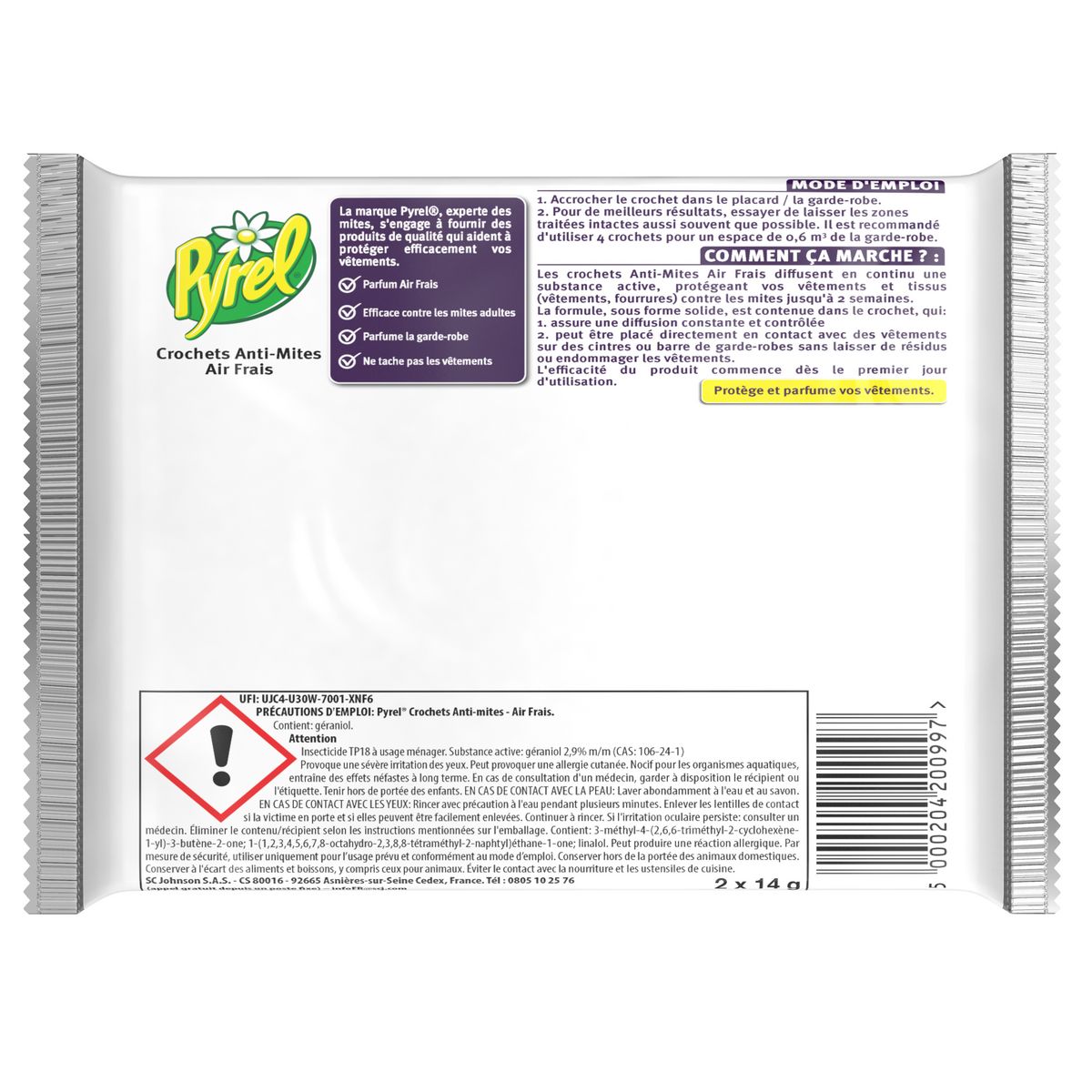 PYREL Crochets anti-mites air frais 2 pièces