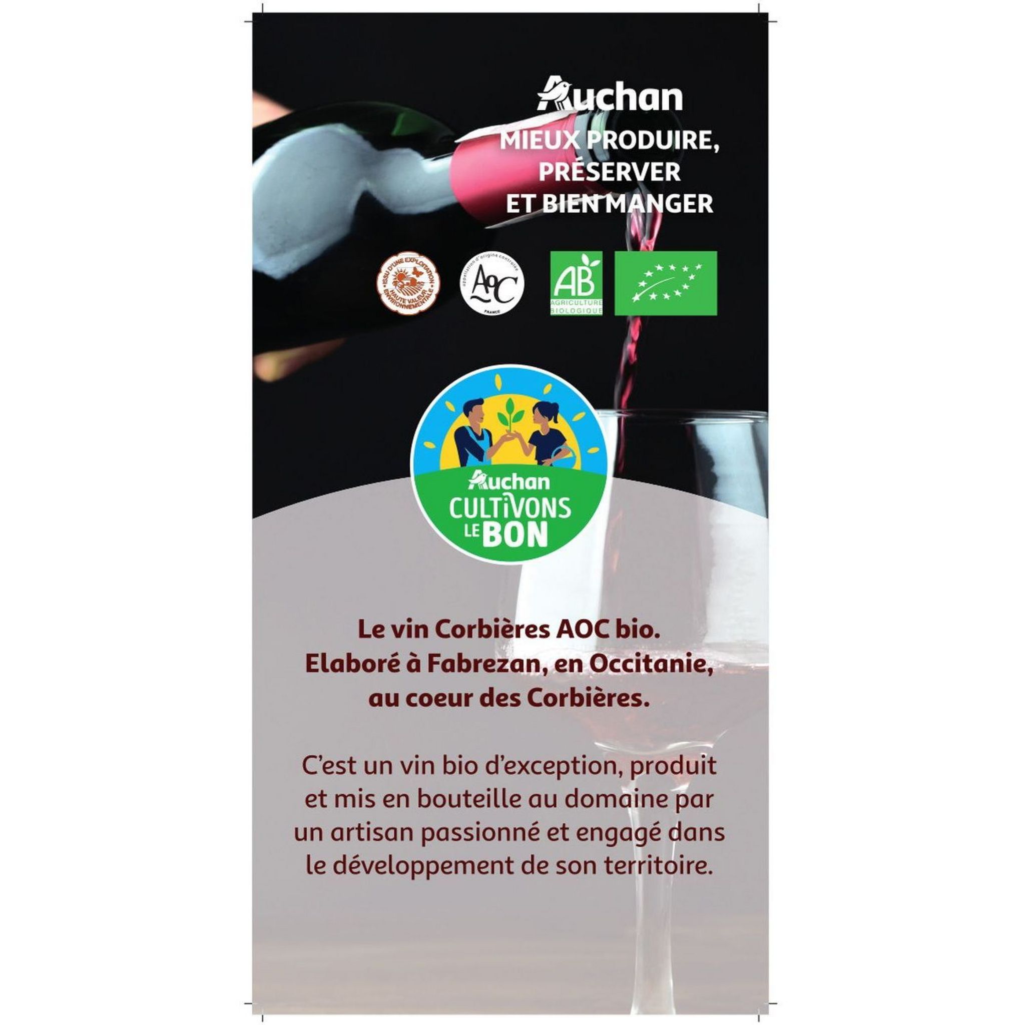 Voir la diapositive 2 : CULTIVONS LE BON AOP Corbières Le Champ des Murailles Camin Nostre rouge bio 75cl