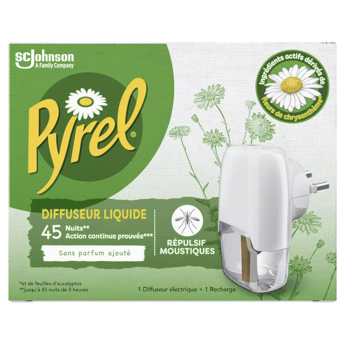 PYREL Diffuseur électrique liquide anti-moustiques 1 diffuseur +1 recharge