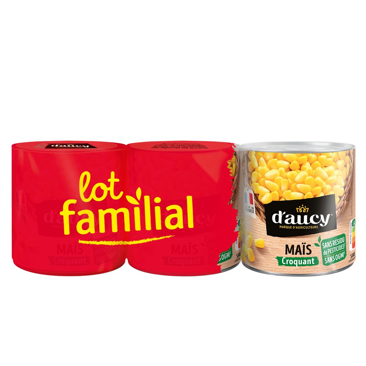 D'AUCY Maïs croquant sans résidus de pesticide  3x285g