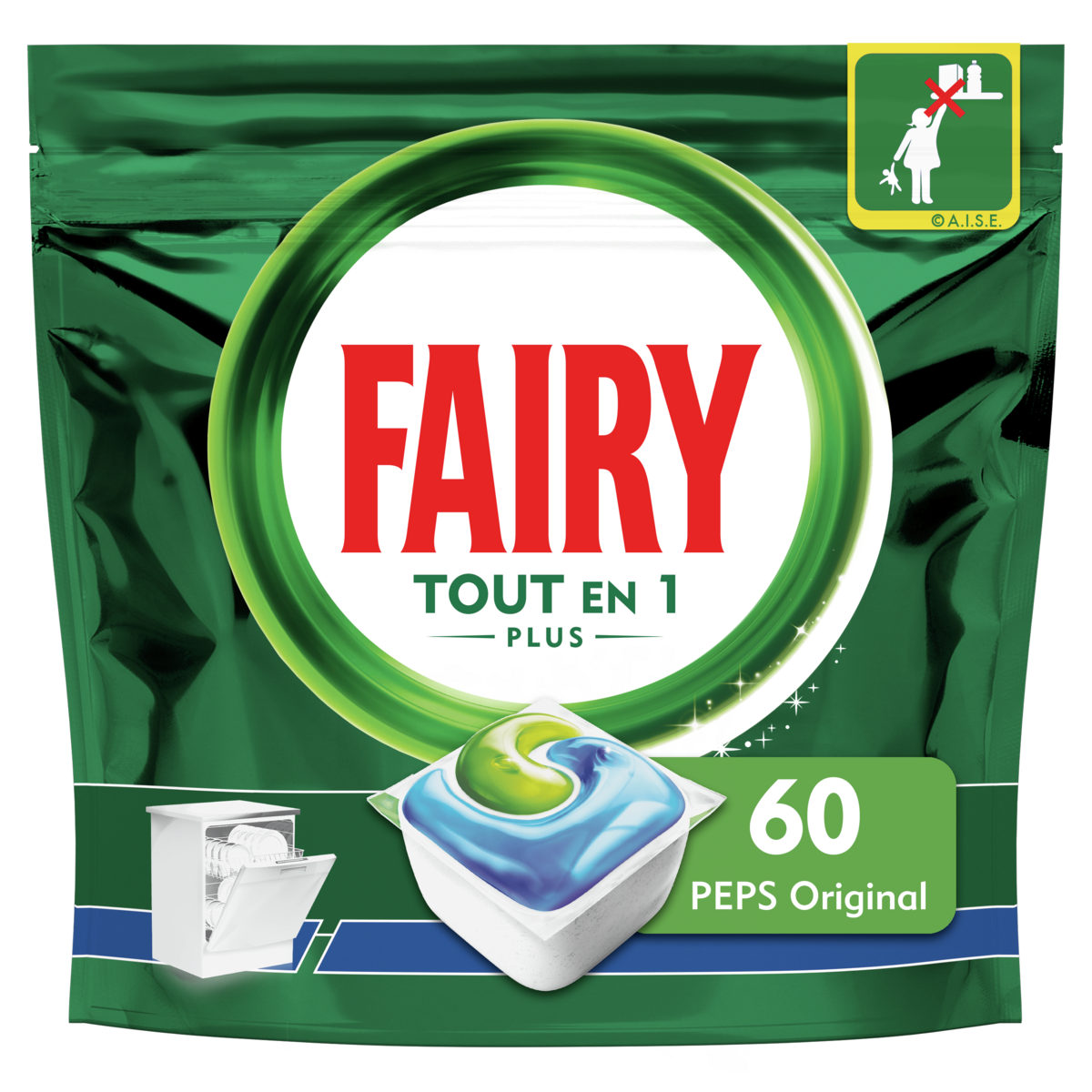 FAIRY Tablettes lave-vaisselle tout en 1 plus peps original 60 tablettes