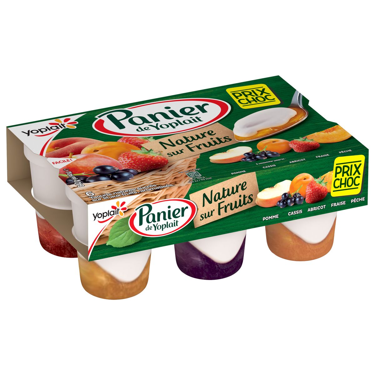 PANIER DE YOPLAIT Yaourt nature sur lit fruits panachés 6x140g
