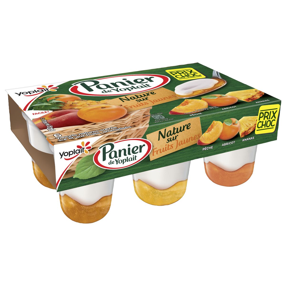 PANIER DE YOPLAIT Yaourt sur lit de fruits jaunes 6x140g