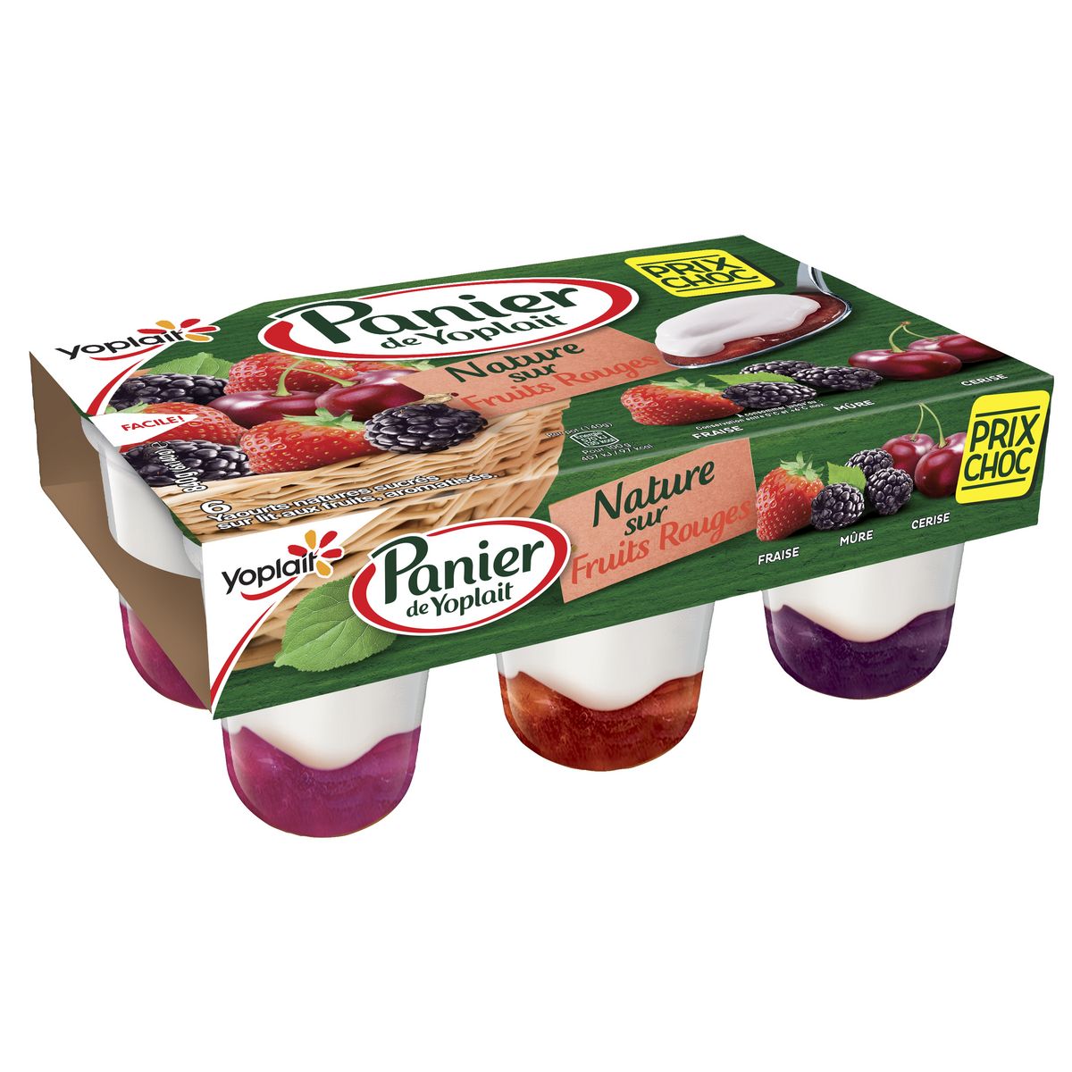 PANIER DE YOPLAIT Yaourt sur lit de fruits rouges 6x140g