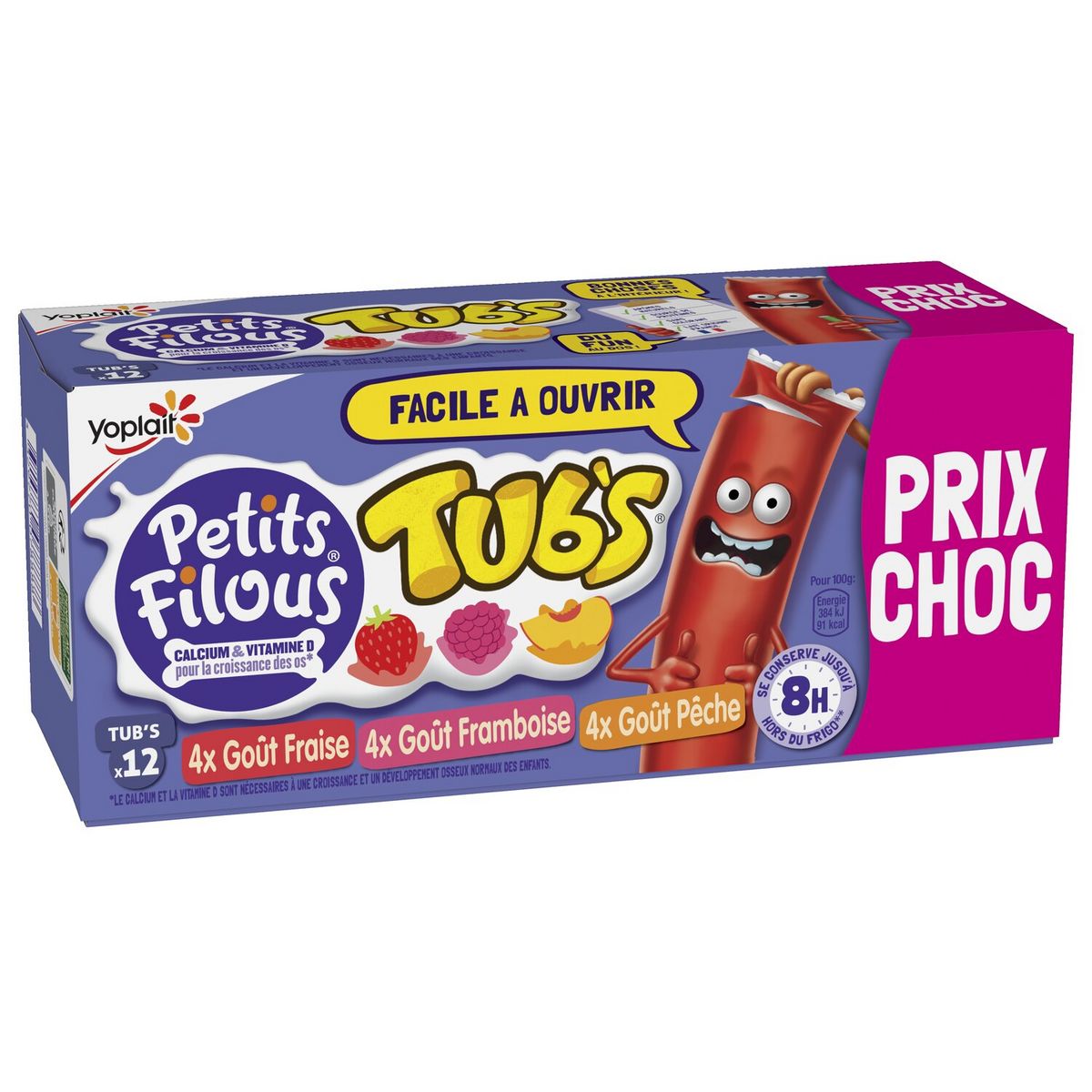 PETITS FILOUS Tub's Spécialité laitière sucrée aromatisée aux fruits  12x37g