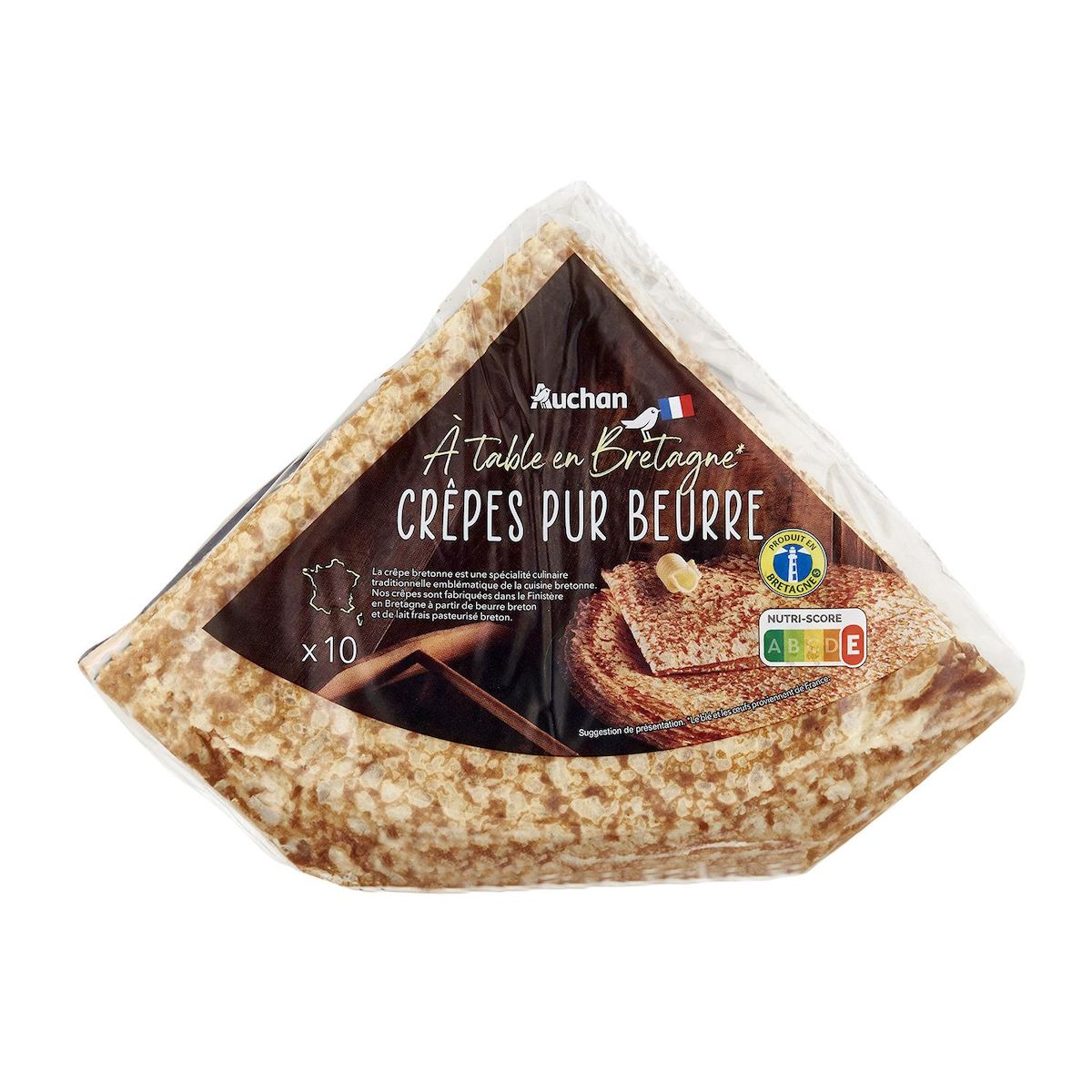 AUCHAN TERROIR Crêpes pur beurre 10 crêpes 300g