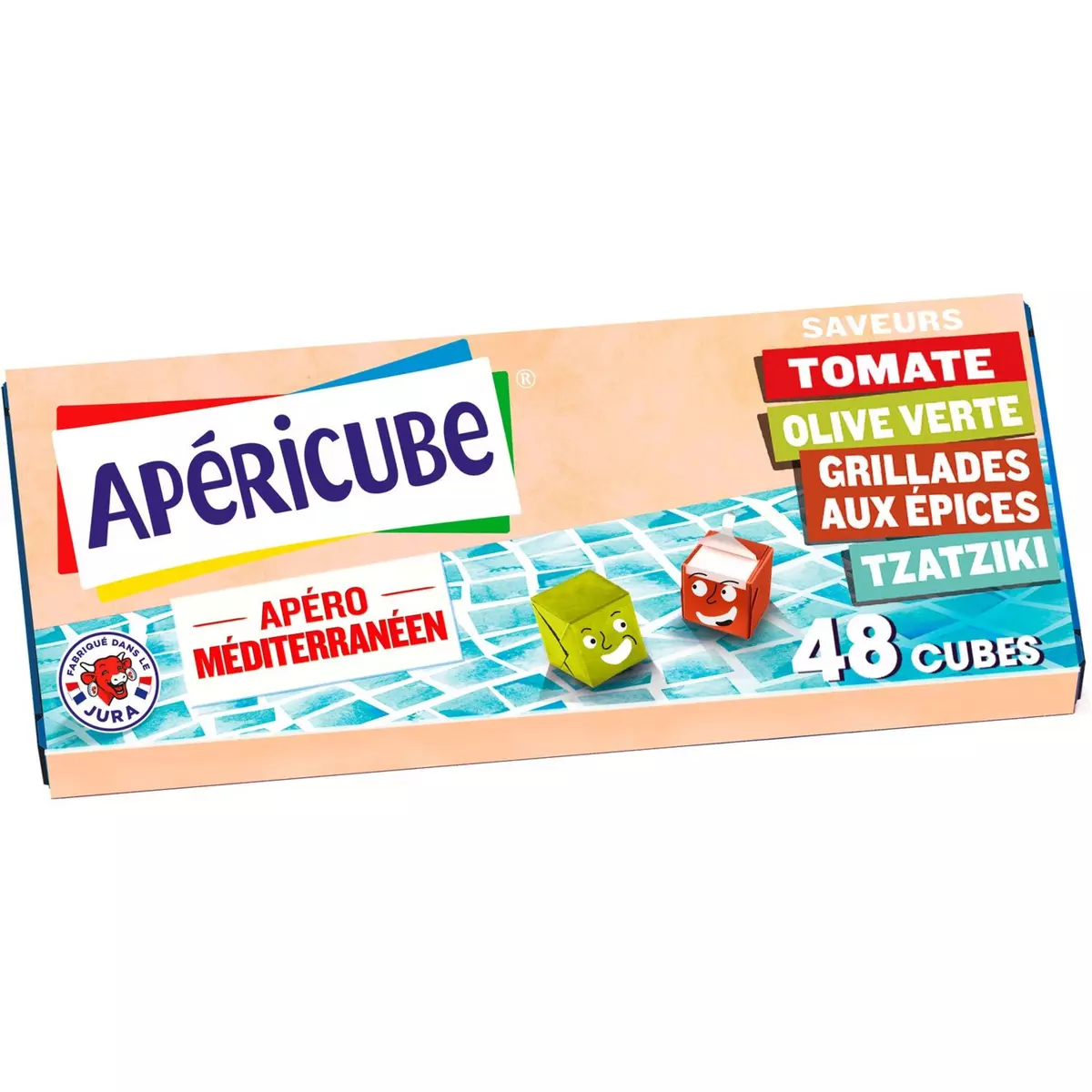 APERICUBE Cubes de fromage apéritif méditerranéen 48 pièces 250g