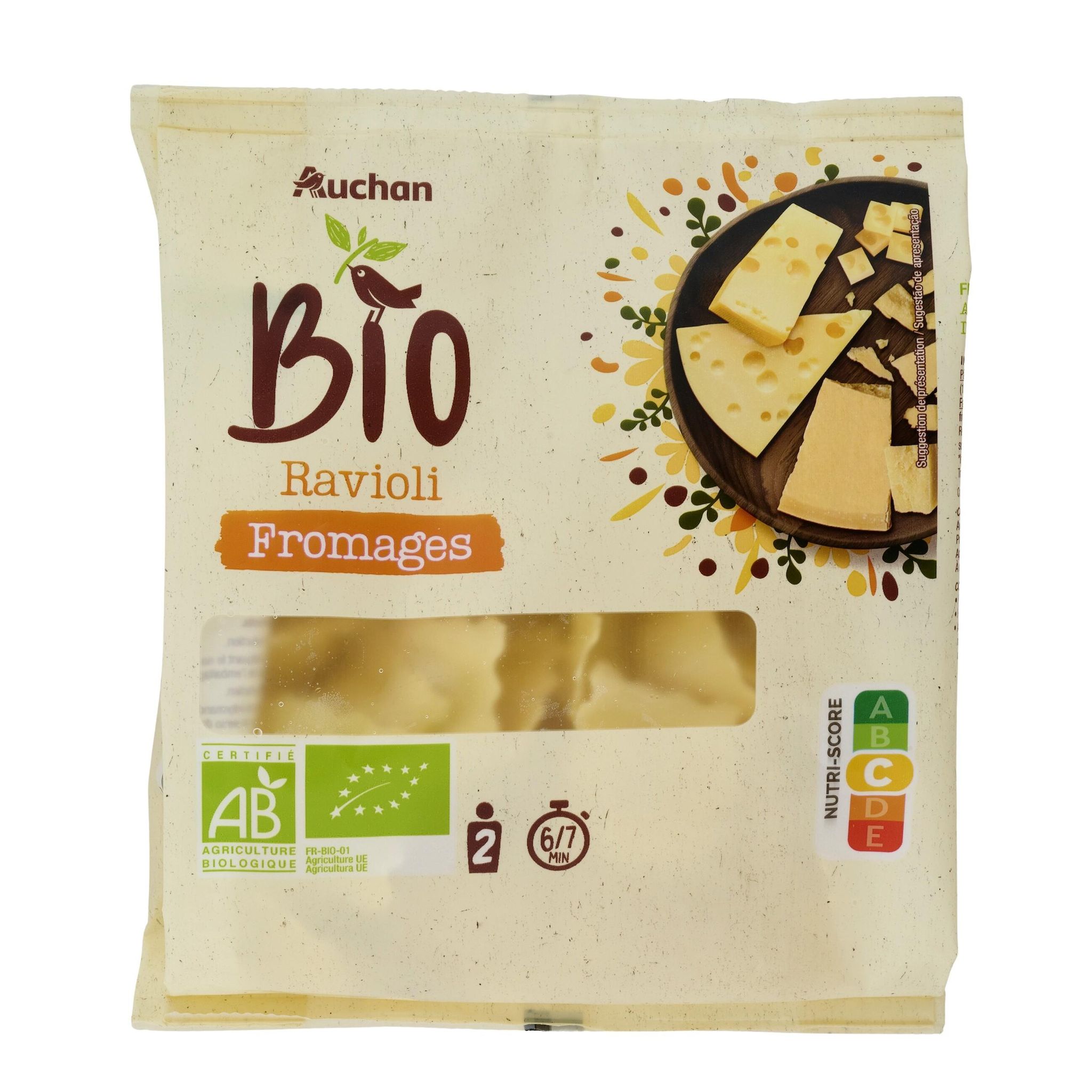 Voir la diapositive 5 : AUCHAN BIO Ravioli 3 fromages 2 parts 250g