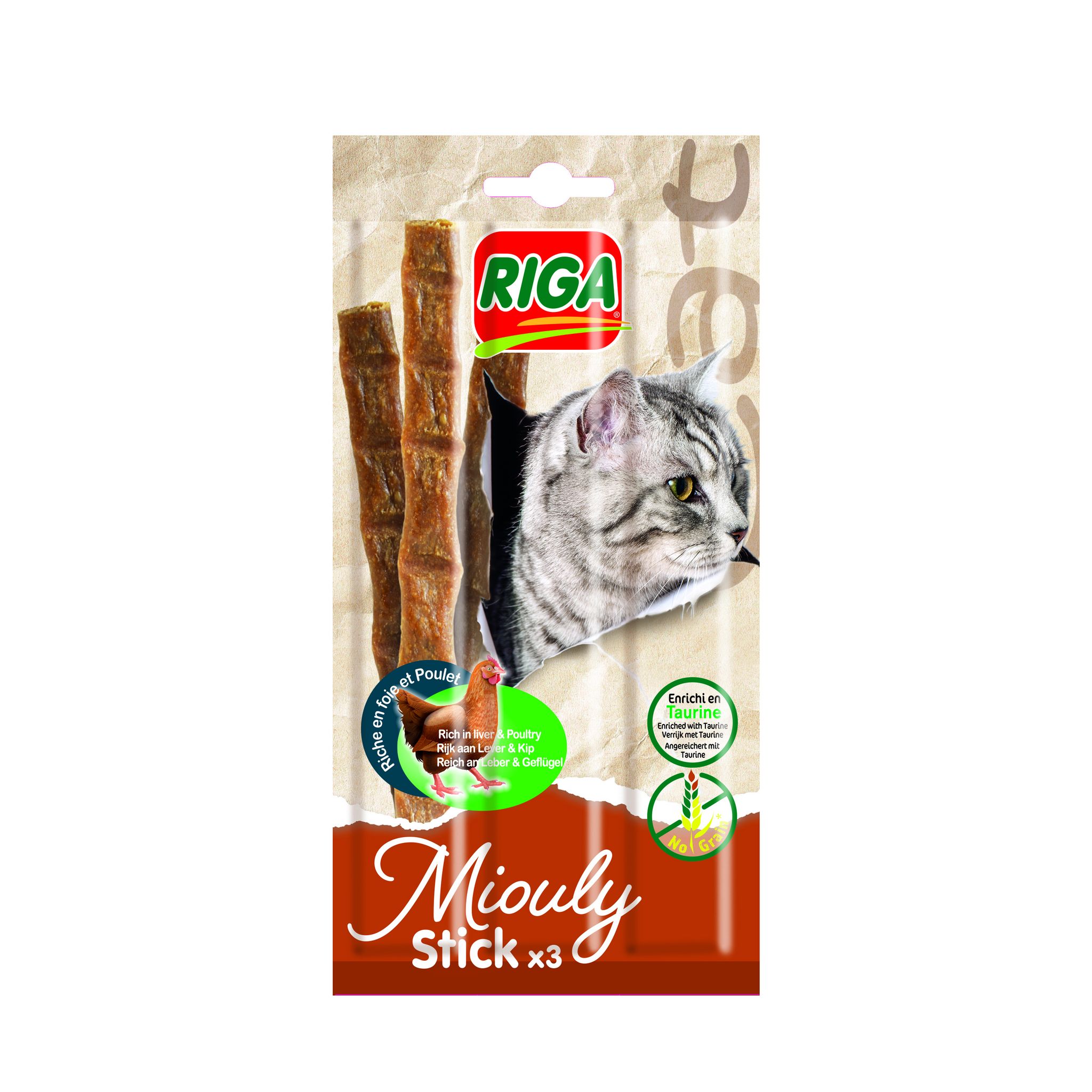 RIGA Miouly stick poulet foie pour chat 3 sticks 3x5g