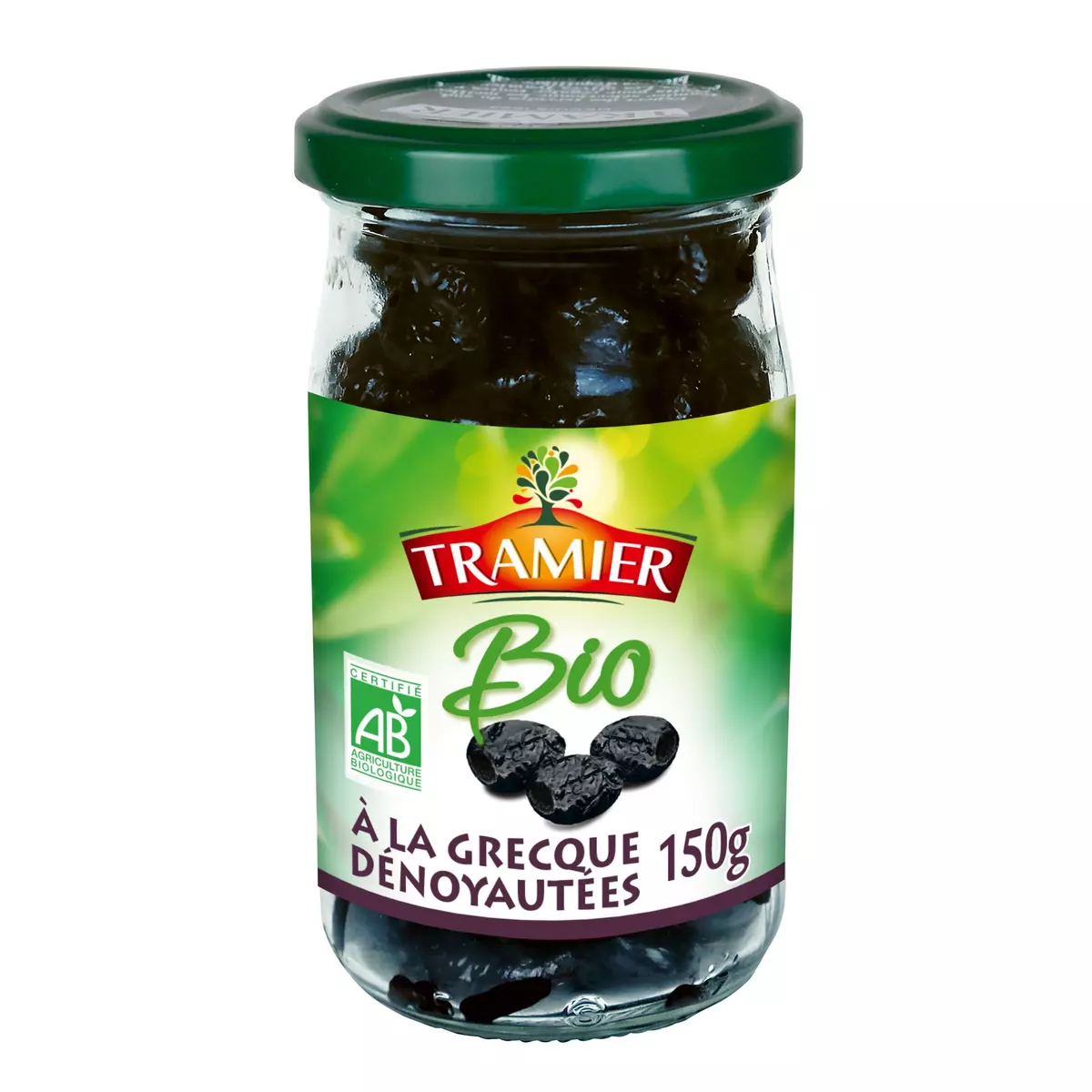 TRAMIER Olives noires à la Grecque dénoyautées bio 150g