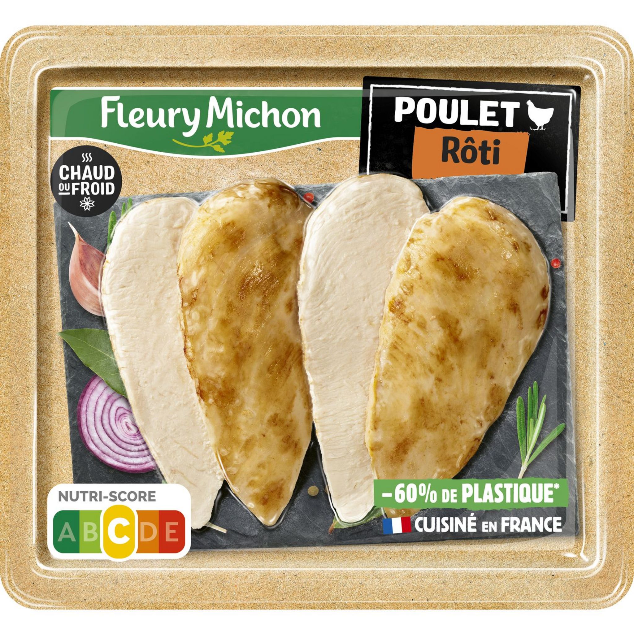 FLEURY MICHON Filet de poulet rôti 4 tranches 150g pas cher - Auchan.fr