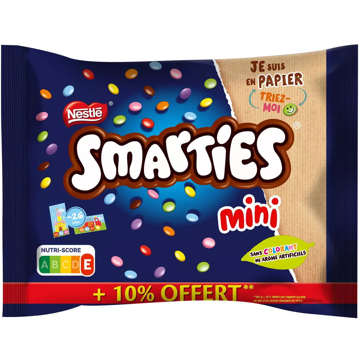 SMARTIES Mini bonbons de chocolat au lait dragéifiés 375g pas cher 