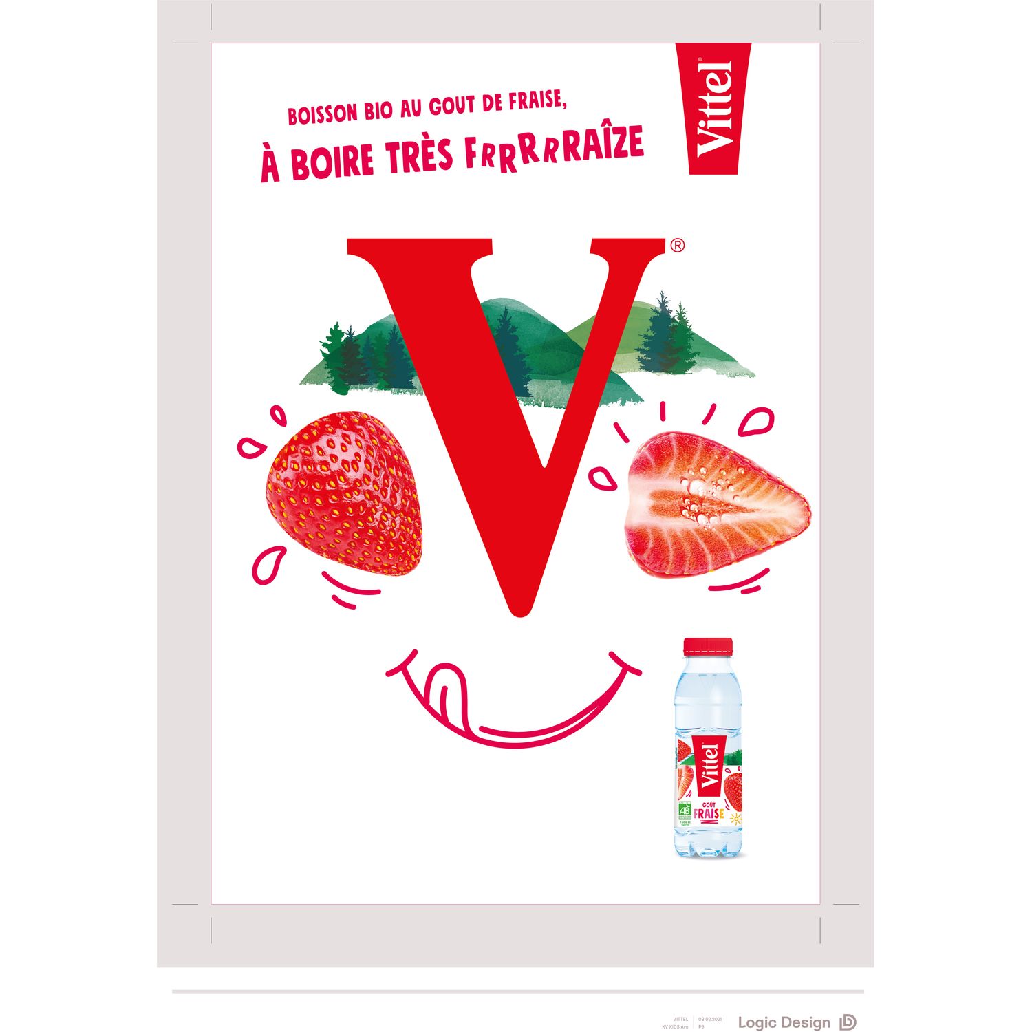Voir la diapositive 2 : VITTEL UP Eau plate aromatisée fraise bio 4x33cl