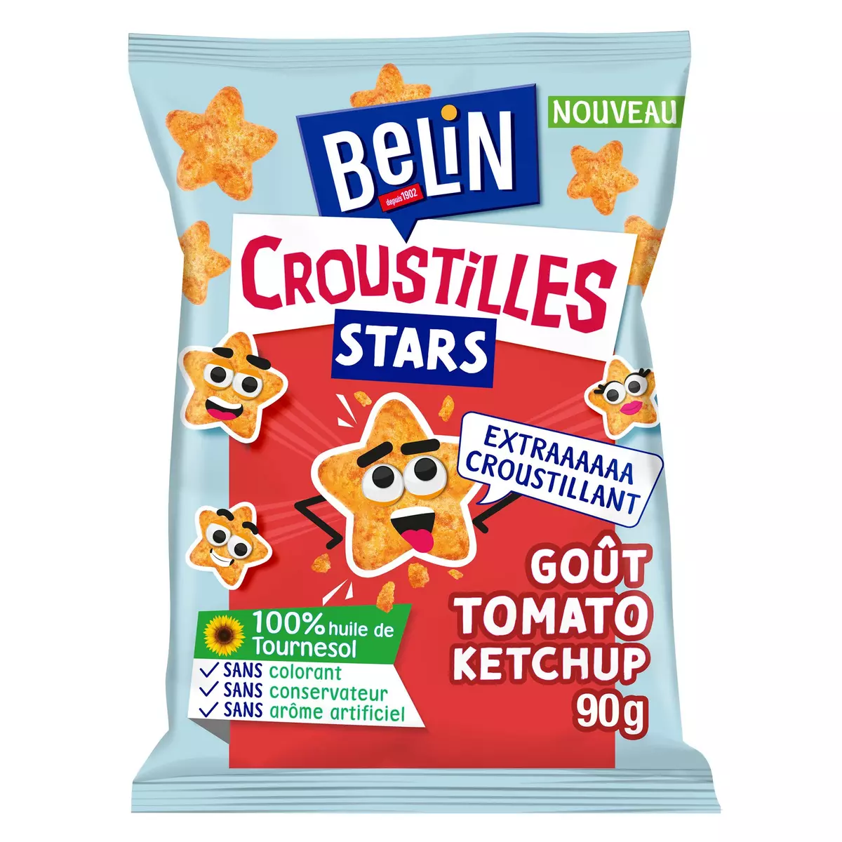BELIN Biscuits salés croustilles stars goût tomate ketchup 90g