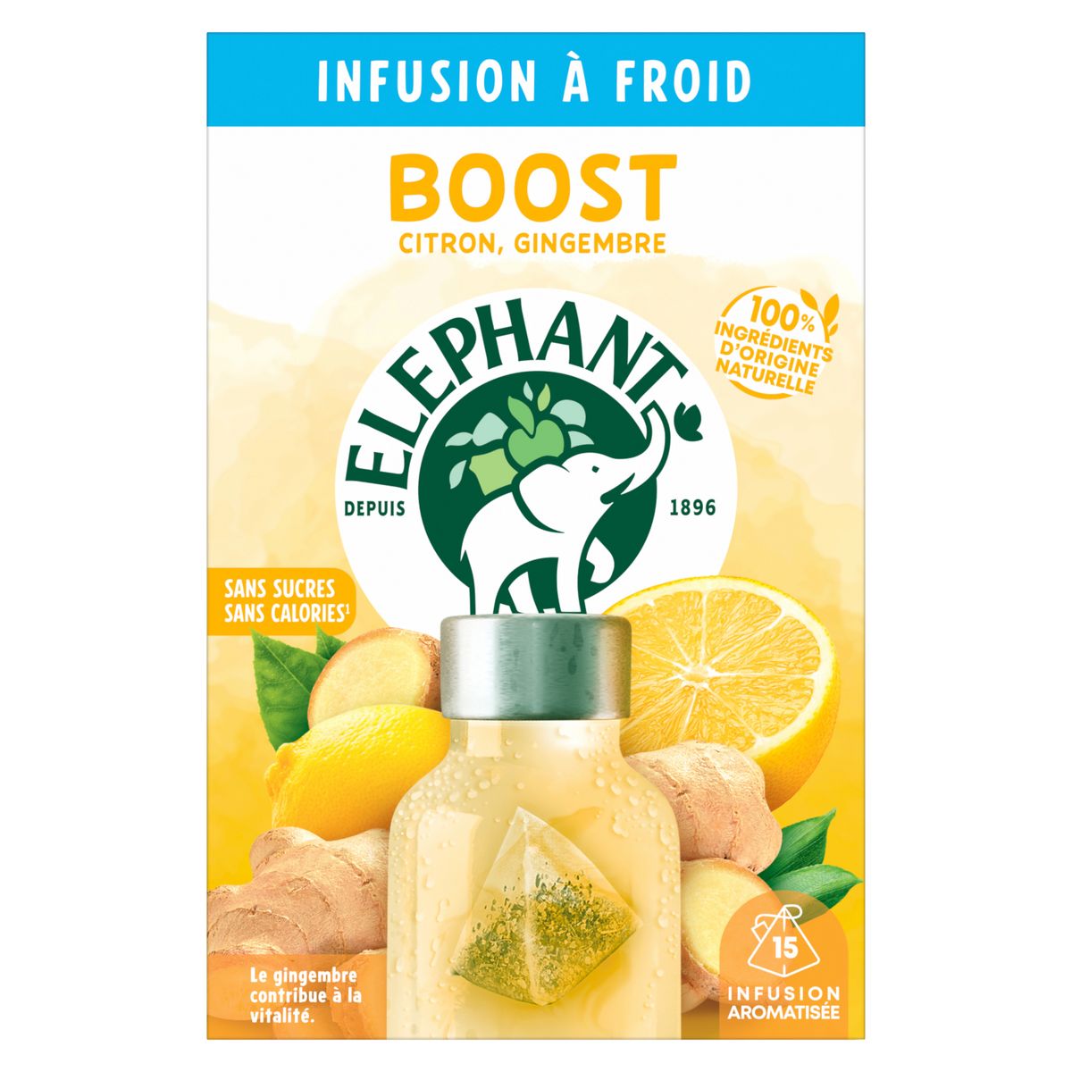 ELEPHANT Infusion à froid Boost gingembre citron 15 sachets 34g