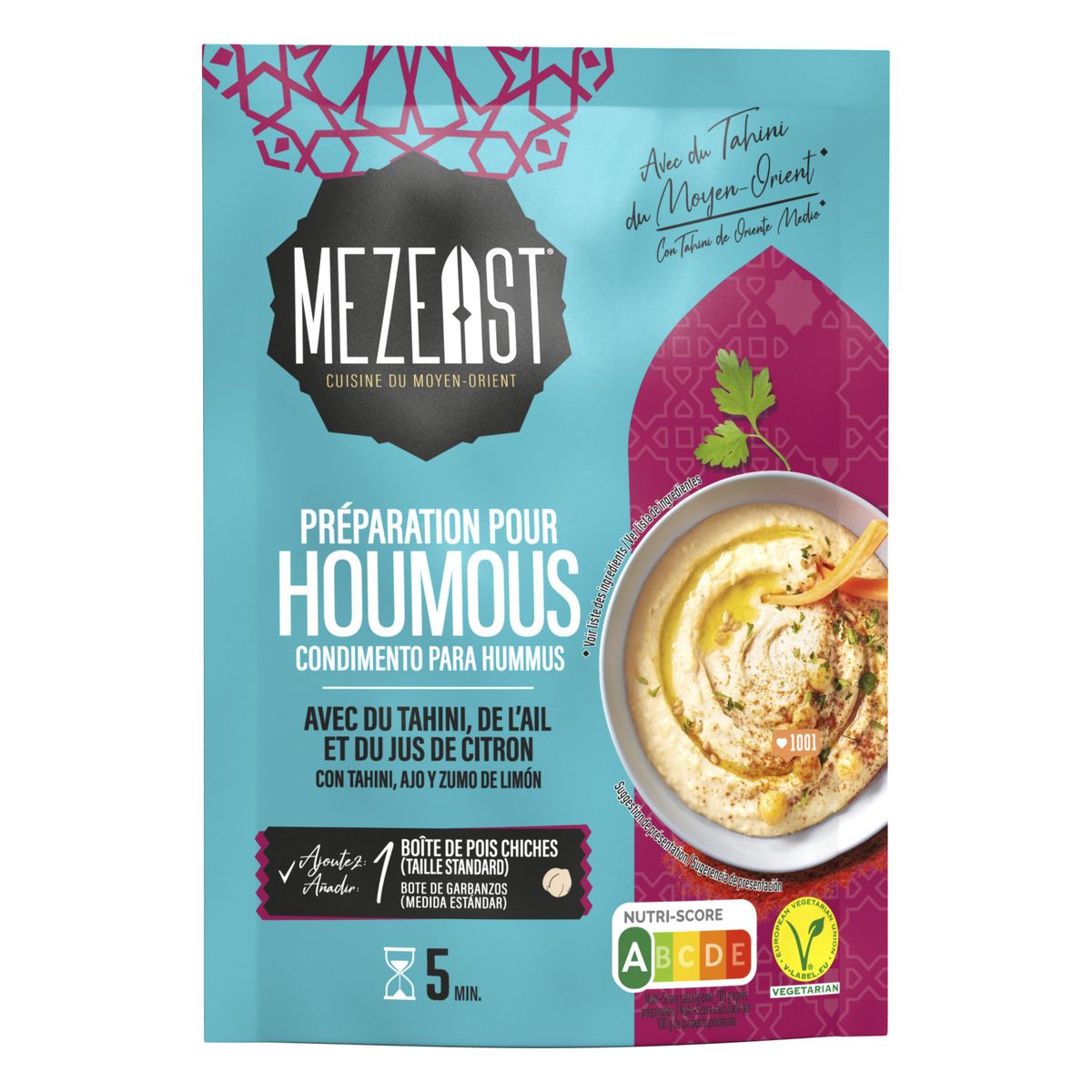 MEZEAST Préparation pour houmous avec du tahini de l'ail et jus de citron 90g