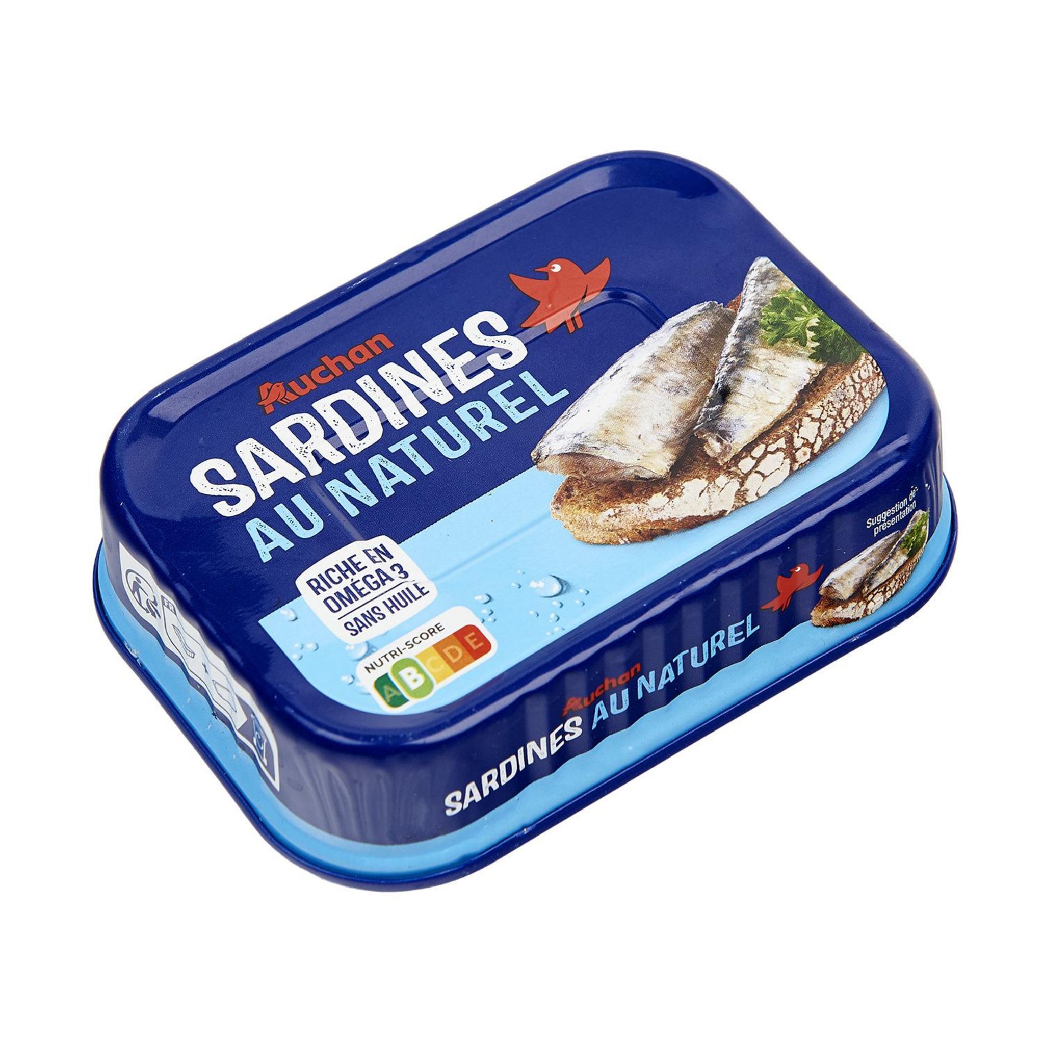 Voir la diapositive 2 : AUCHAN Sardines au naturel 135g