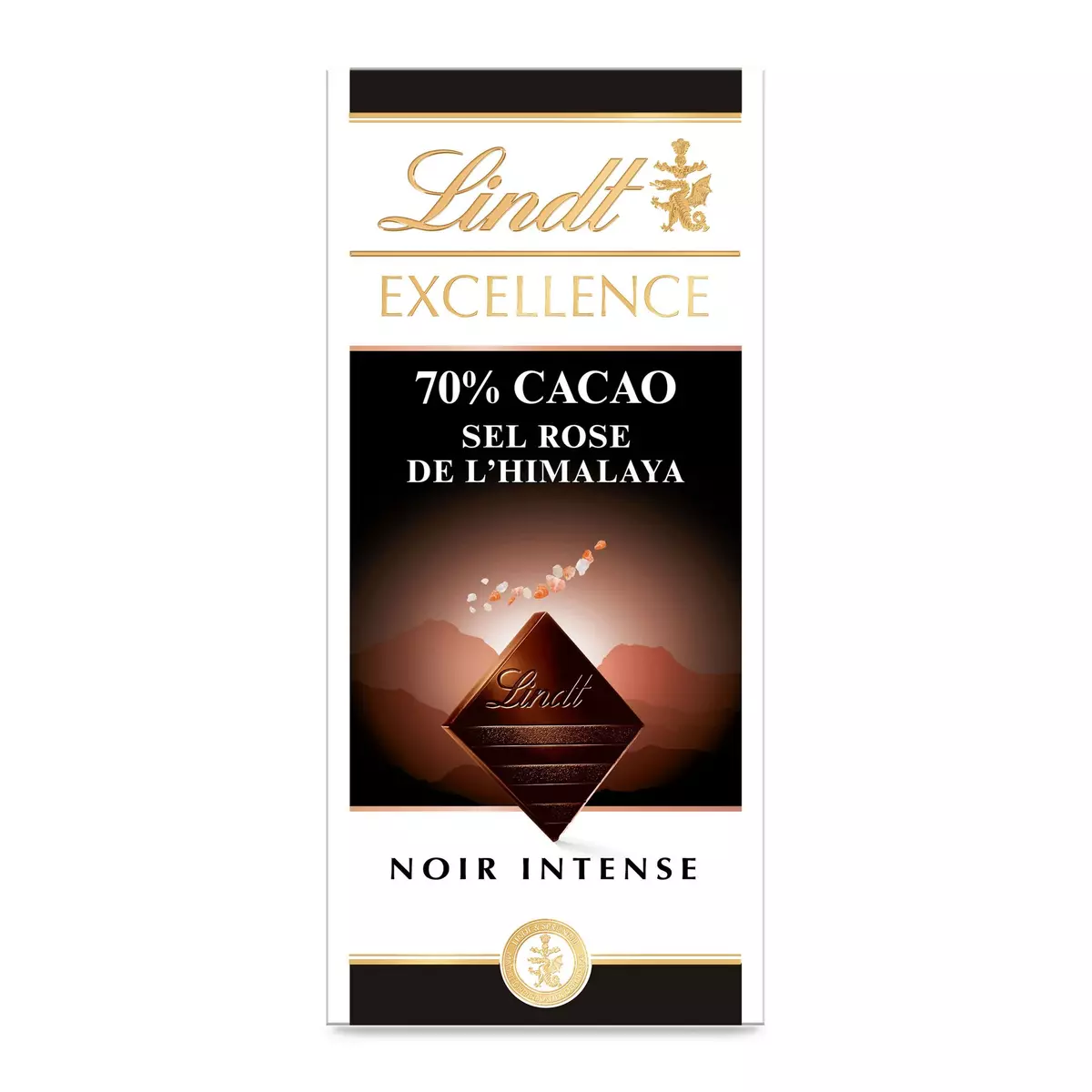 LINDT Excellence tablette de chocolat noir 70% au sel rose de l'Himalaya 1 pièce 100g