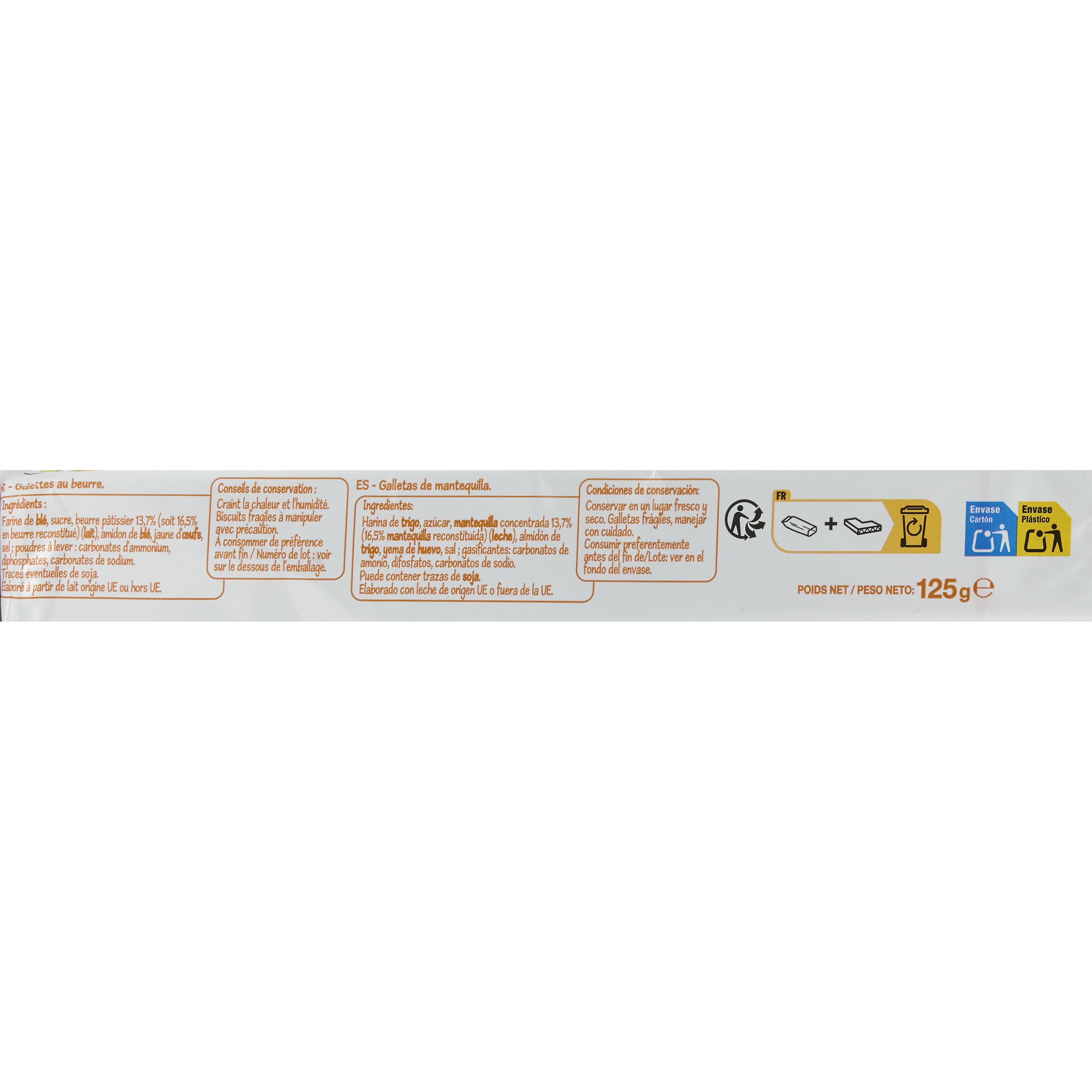 Voir la diapositive 2 : POUCE Galettes pur beurre 16 biscuits 125g