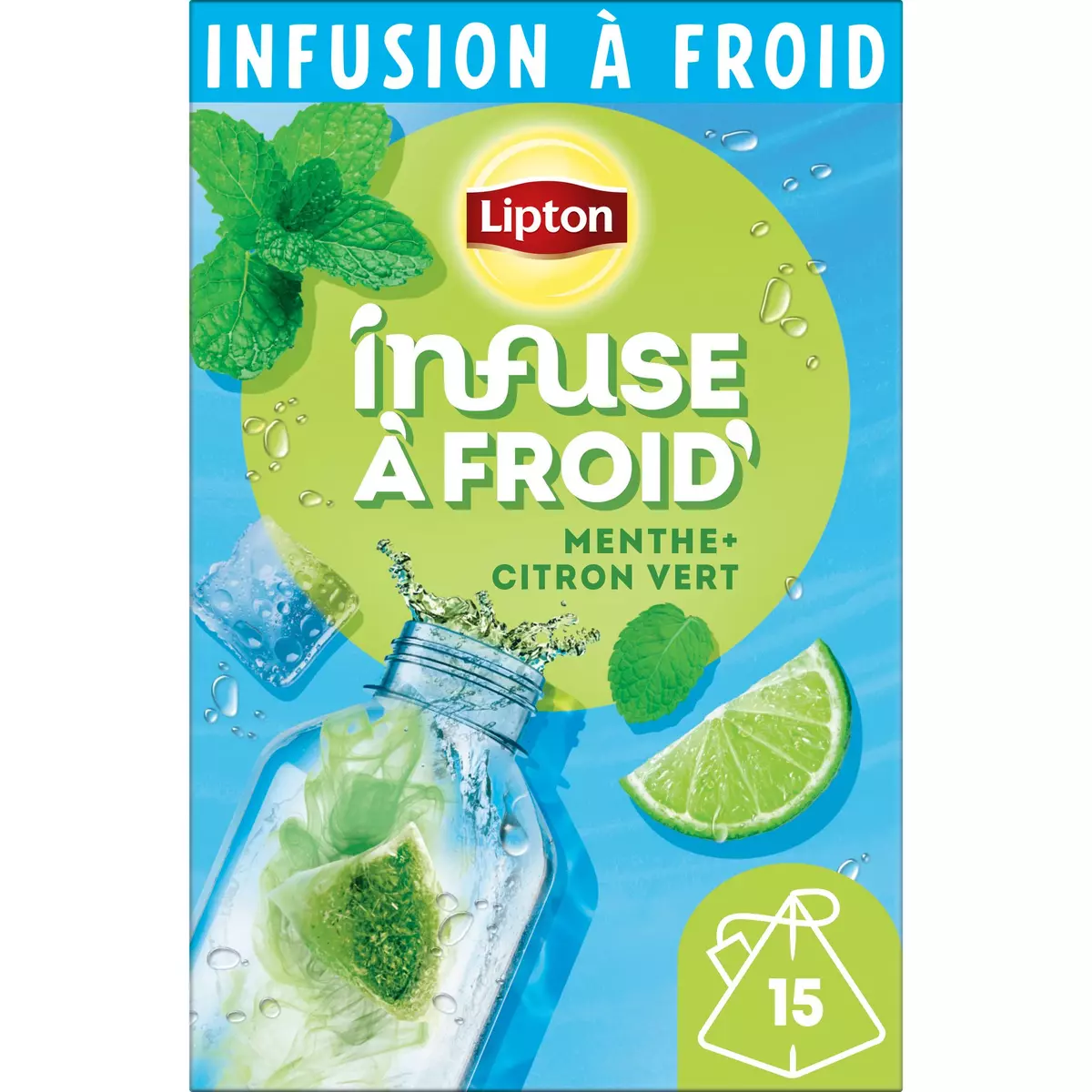 LIPTON Infusion à froid menthe citron vert 15 sachets 35g