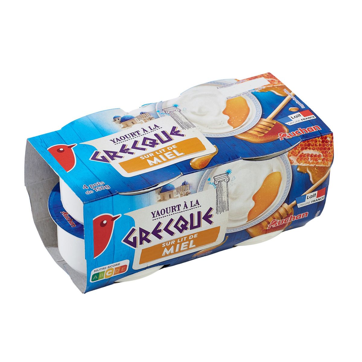 AUCHAN Yaourt à la grecque sur lit de miel 4x150g