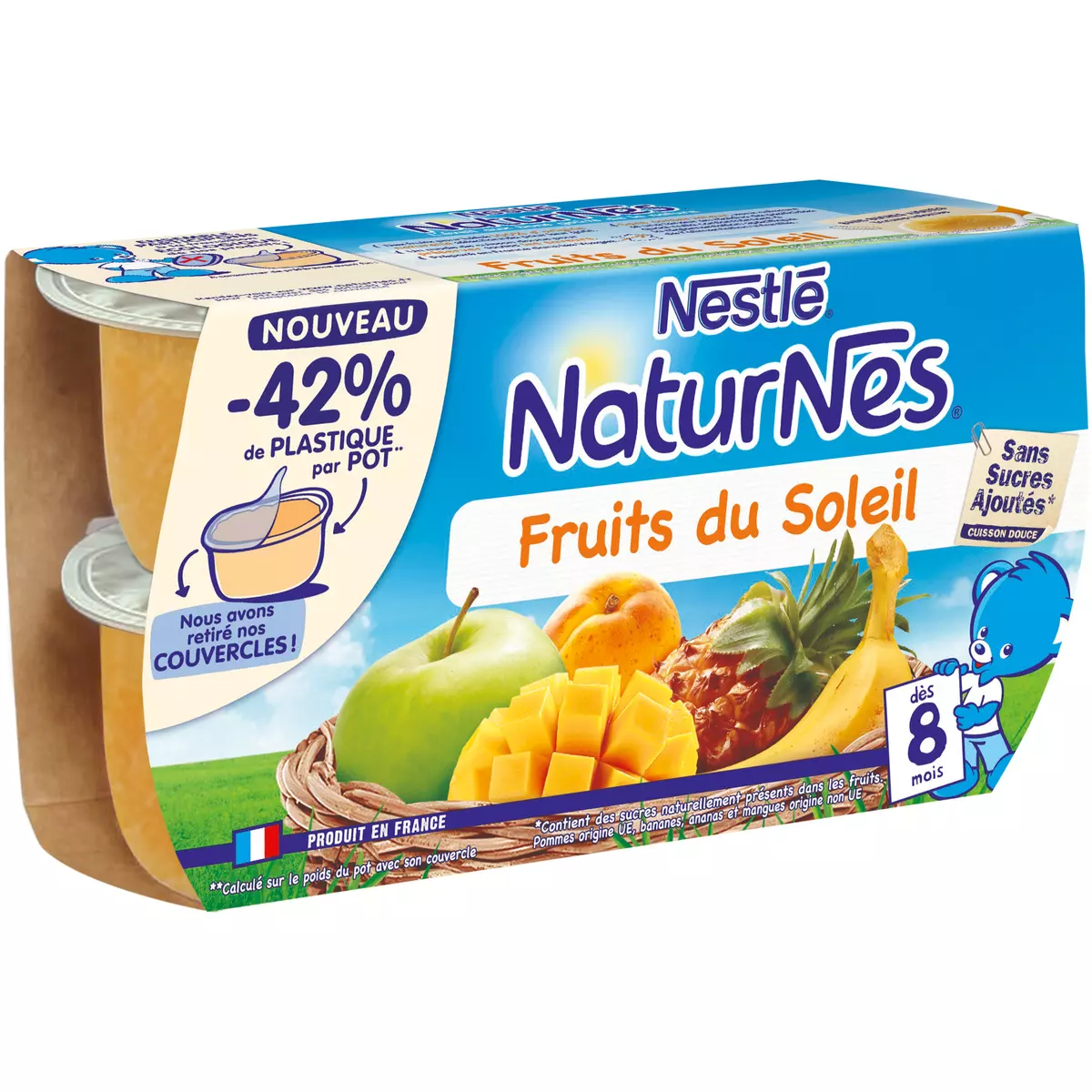 NESTLE Naturnes Petits pots pour bébé Fruits du soleil 4x130g