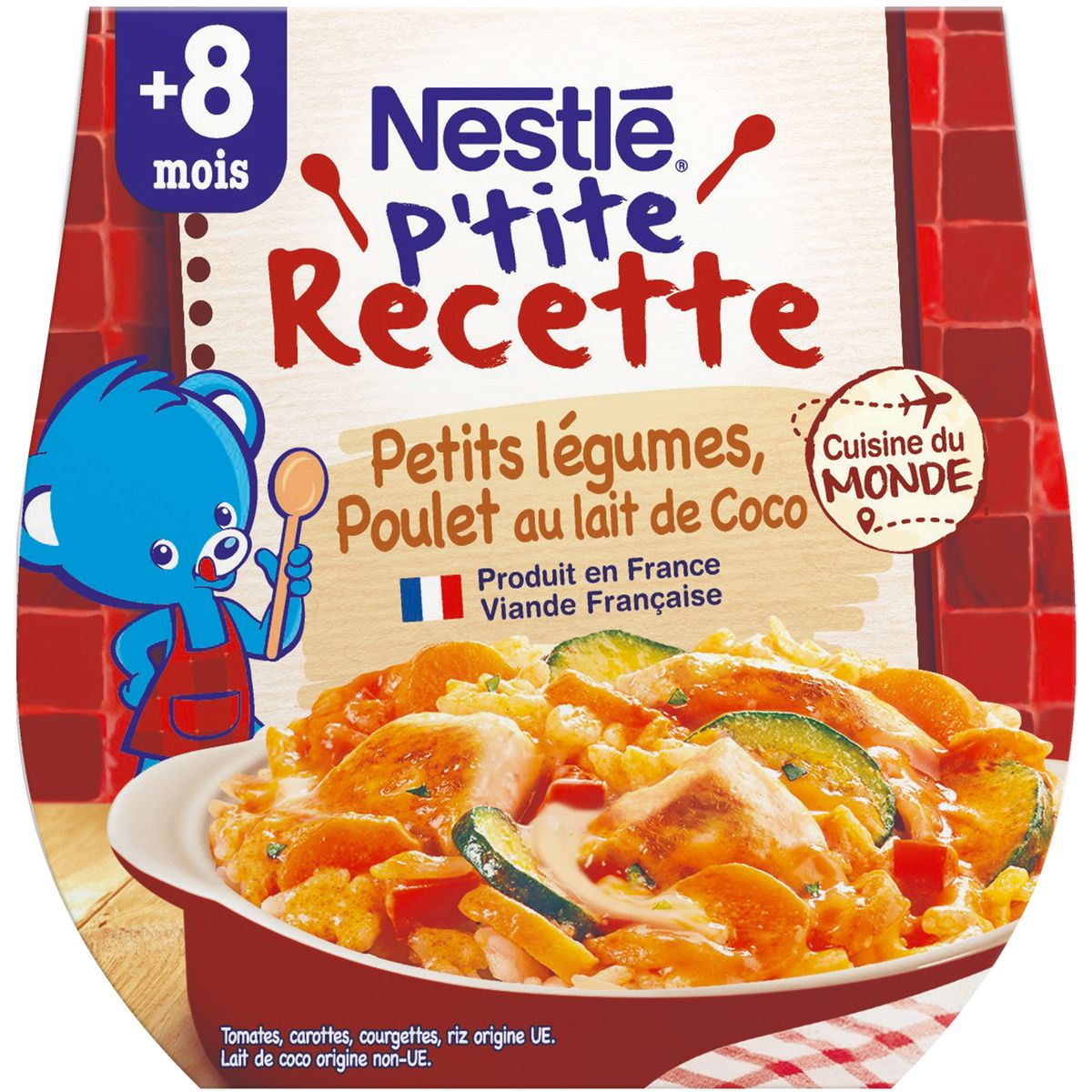 NESTLE P'tite recette bol petits légumes poulet au lait de coco dès 8 mois 2x200g