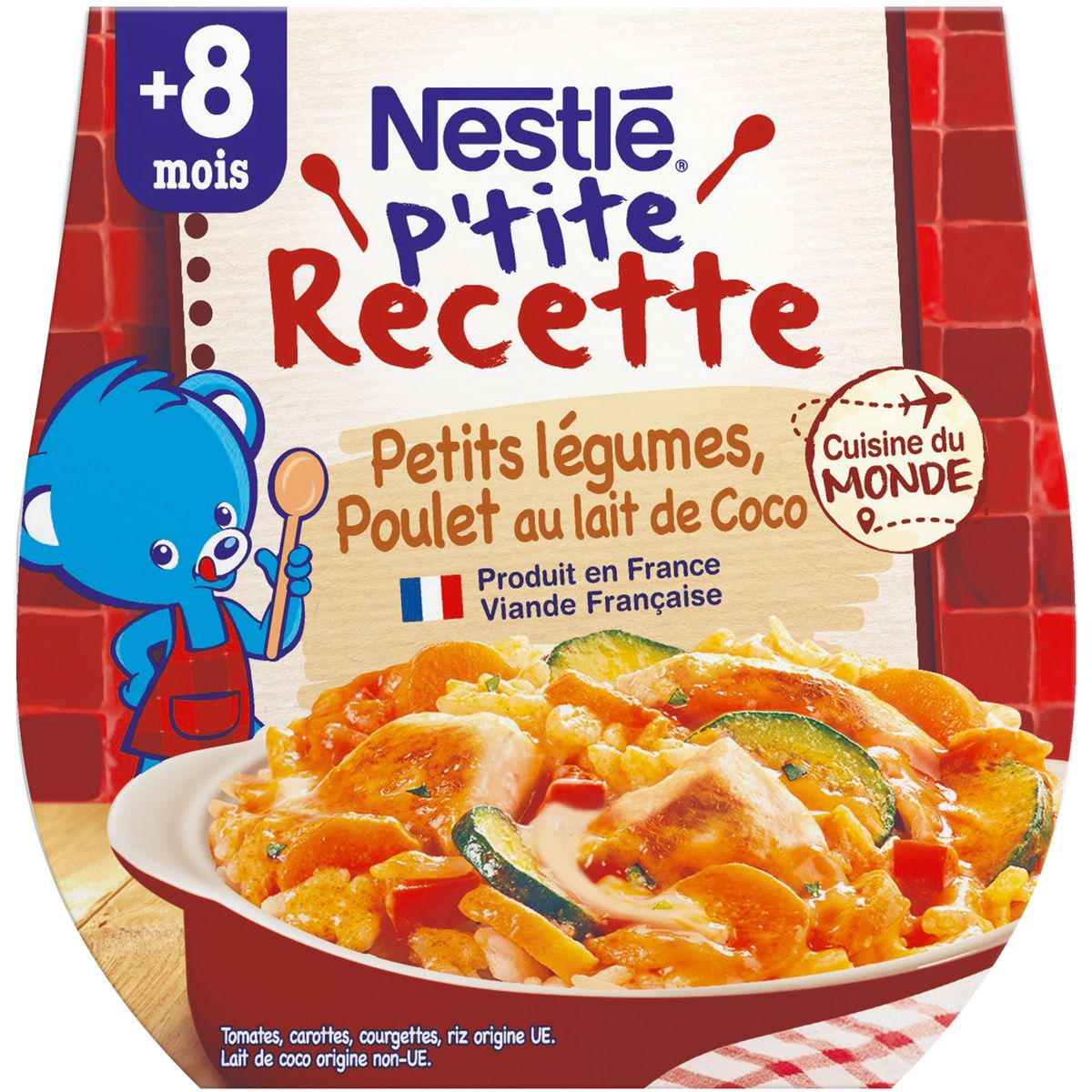 NESTLE P'tite recette bol petits légumes poulet au lait de coco dès 8 mois 2x200g