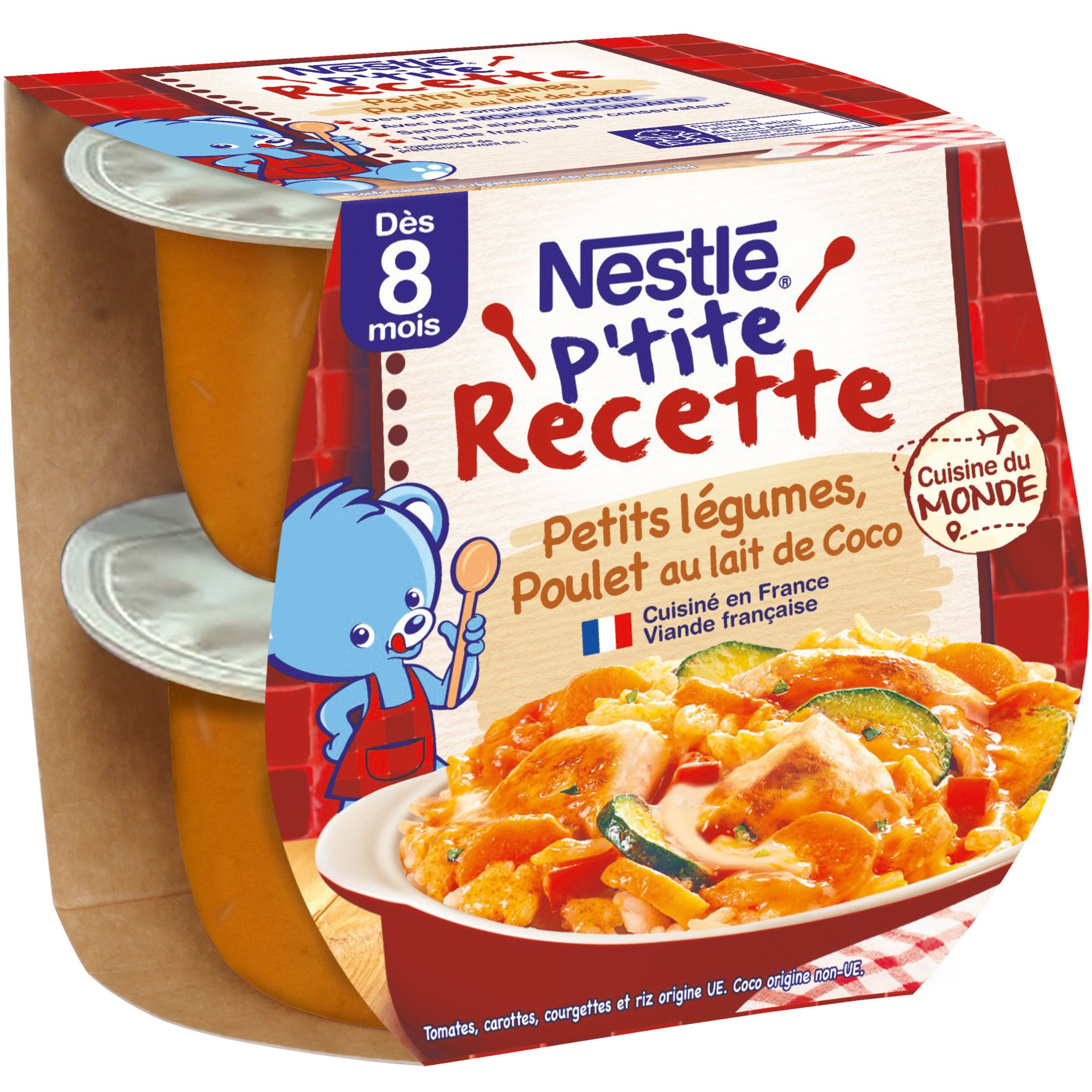Voir la diapositive 3 : NESTLE P'tite recette bol petits légumes poulet au lait de coco dès 8 mois 2x200g
