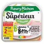 FLEURY MICHON Le supérieur jambon cuit à l'étouffée découenné sans nitrite avec boîte fraîcheur offerte  2x4 tranches+2 offertes 350g