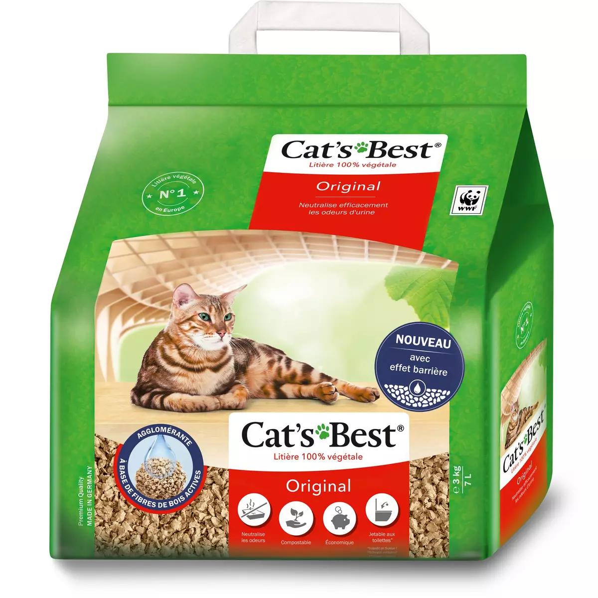 CAT'S BEST Litière 100% végétale original pour chat 3kg