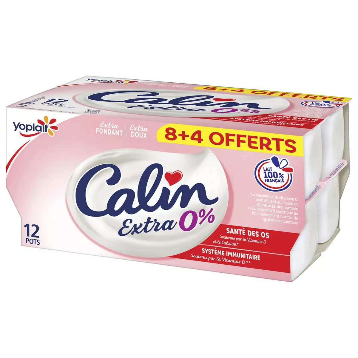 CALIN Extra  yaourt nature 0% MG 8+4 offerts 12x100g 