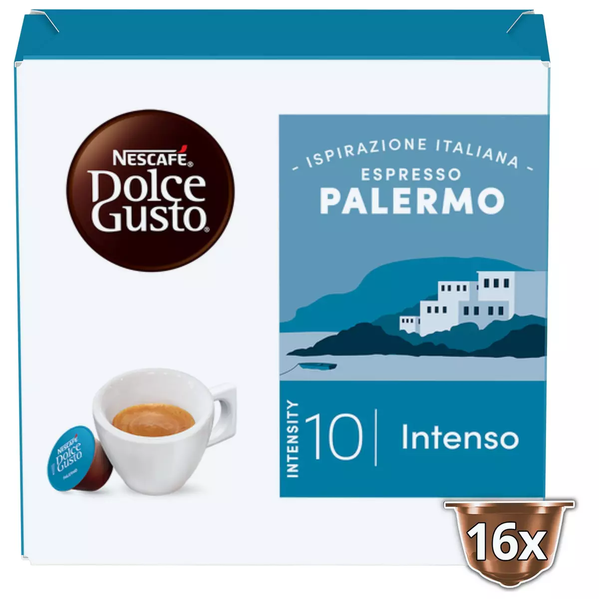 DOLCE GUSTO Capsules de café Espresso palermo intensité 10 compatibles Dolce Gusto 16 capsules 112g