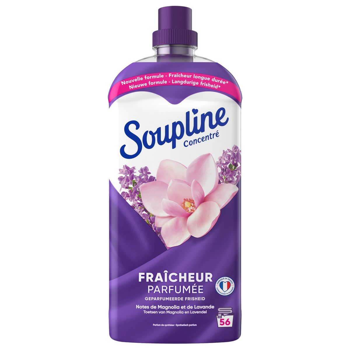SOUPLINE Assouplissant liquide concentré magnolia et lavande 56 lavages 1,2l
