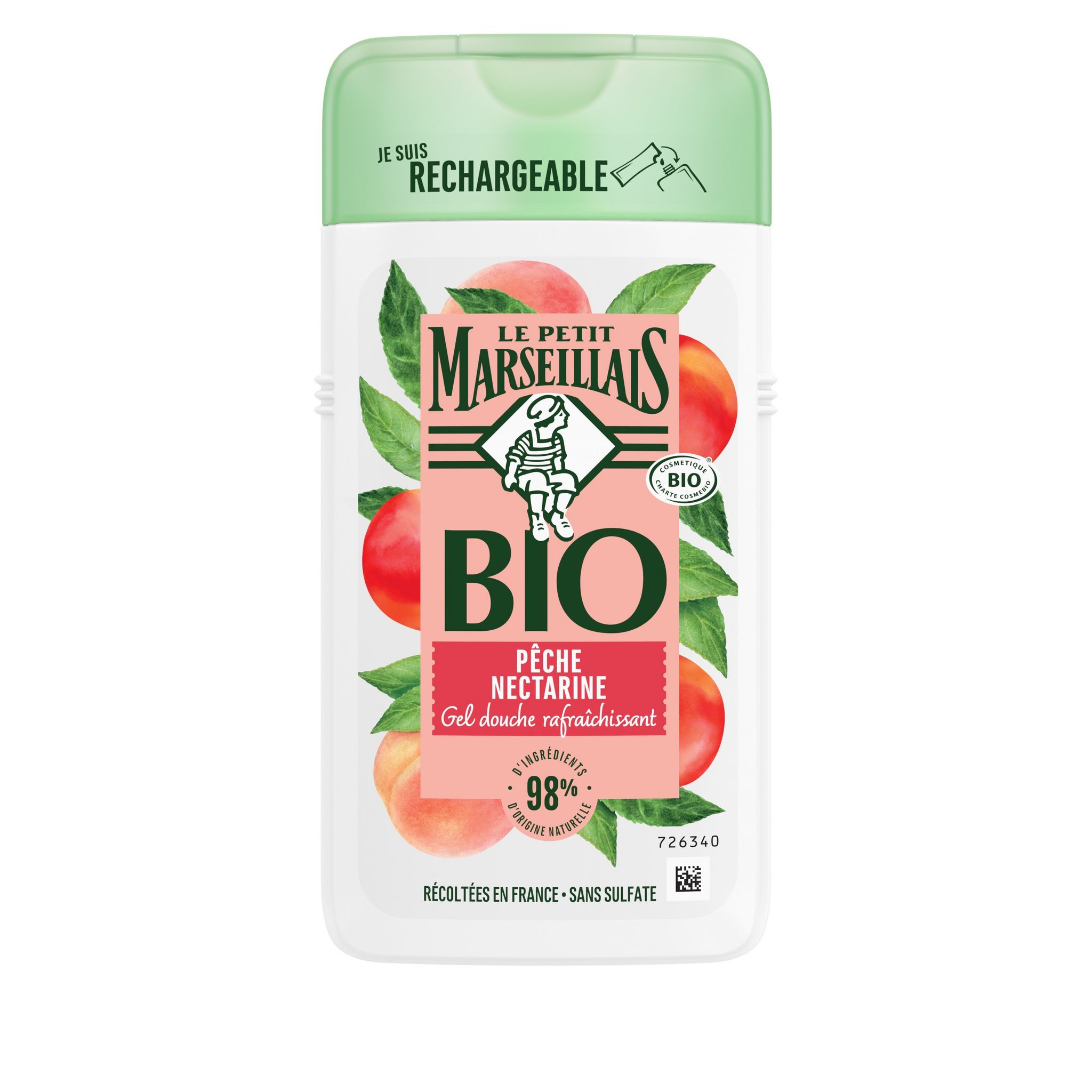 Voir la diapositive 2 : LE PETIT MARSEILLAIS Gel douche bio rafraîchissant pêche et nectarine 250ml