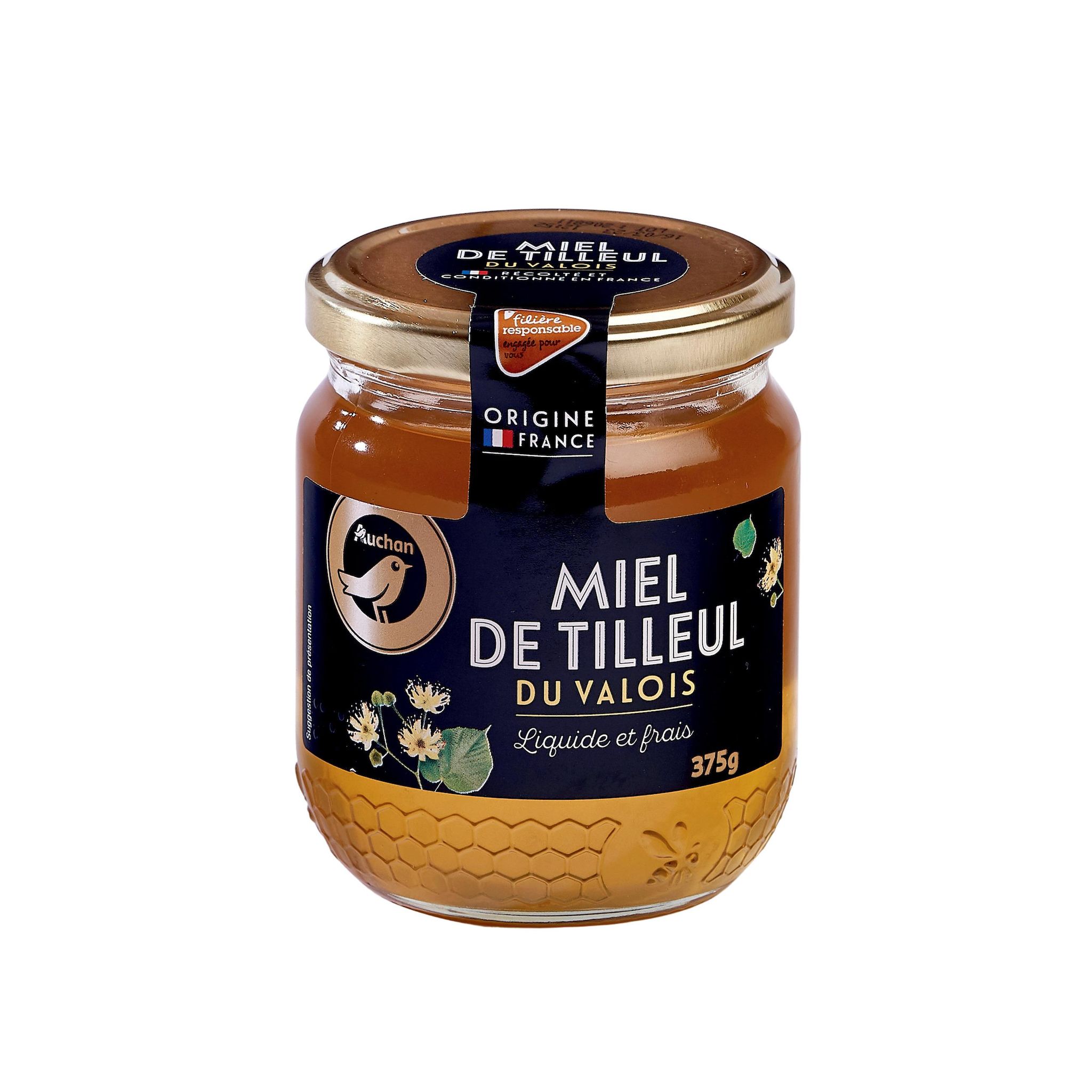 Voir la diapositive 2 : AUCHAN GOURMET CULTIVONS LE BON Miel liquide de tilleul de Valois 375g