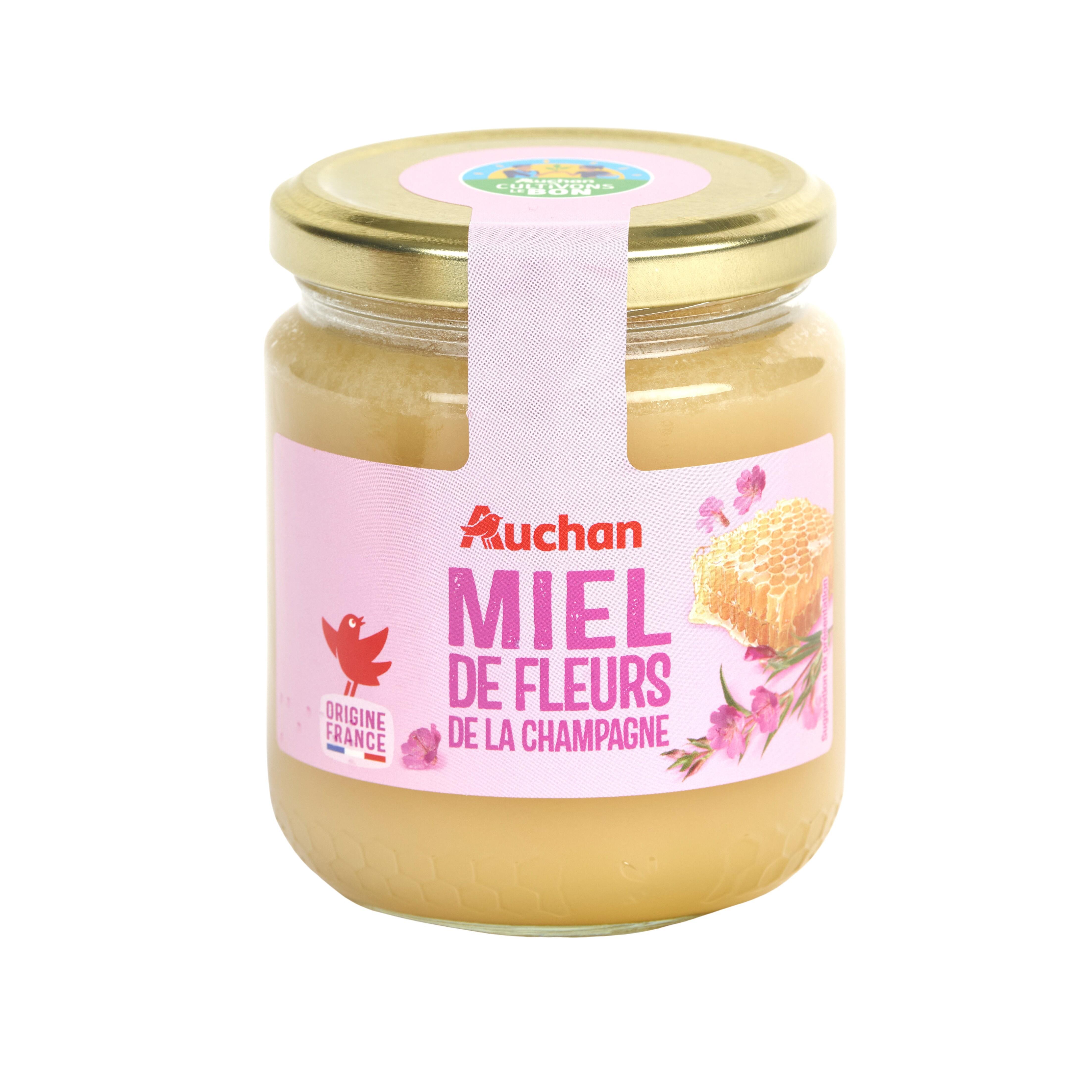 Voir la diapositive 2 : AUCHAN GOURMET CULTIVONS LE BON Miel de fleurs de la Champagne crémeux et légèrement fruité 375g