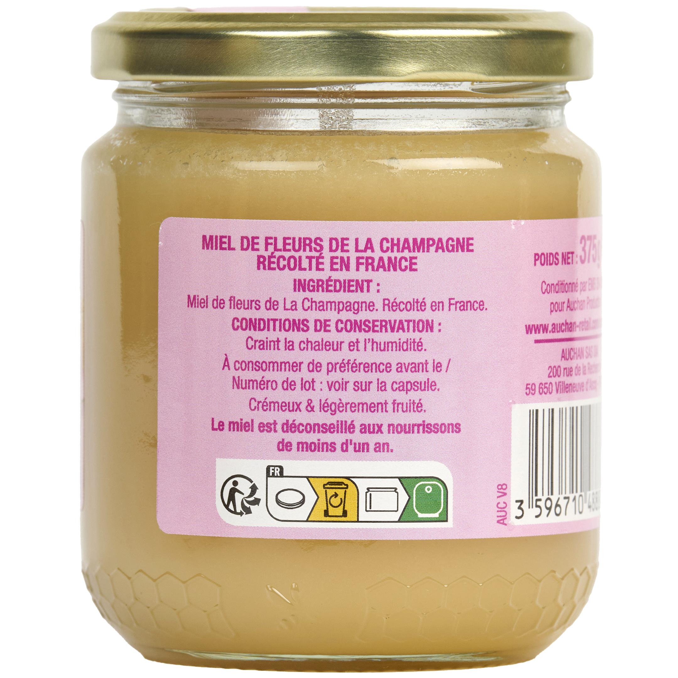 Voir la diapositive 4 : AUCHAN GOURMET CULTIVONS LE BON Miel de fleurs de la Champagne crémeux et légèrement fruité 375g