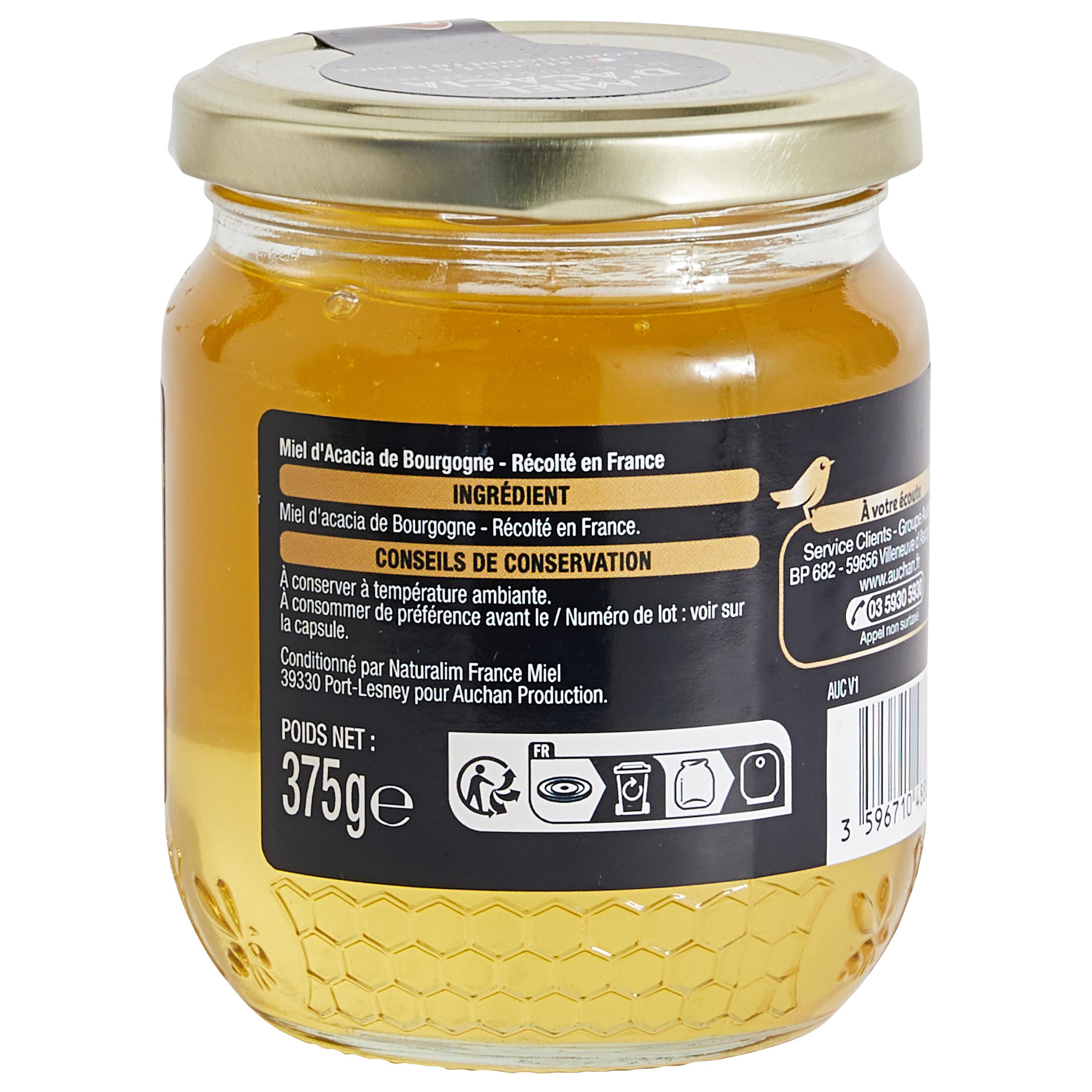 Voir la diapositive 2 : AUCHAN GOURMET CULTIVONS LE BON Miel liquide d'Acacia de Bourgogne 375g