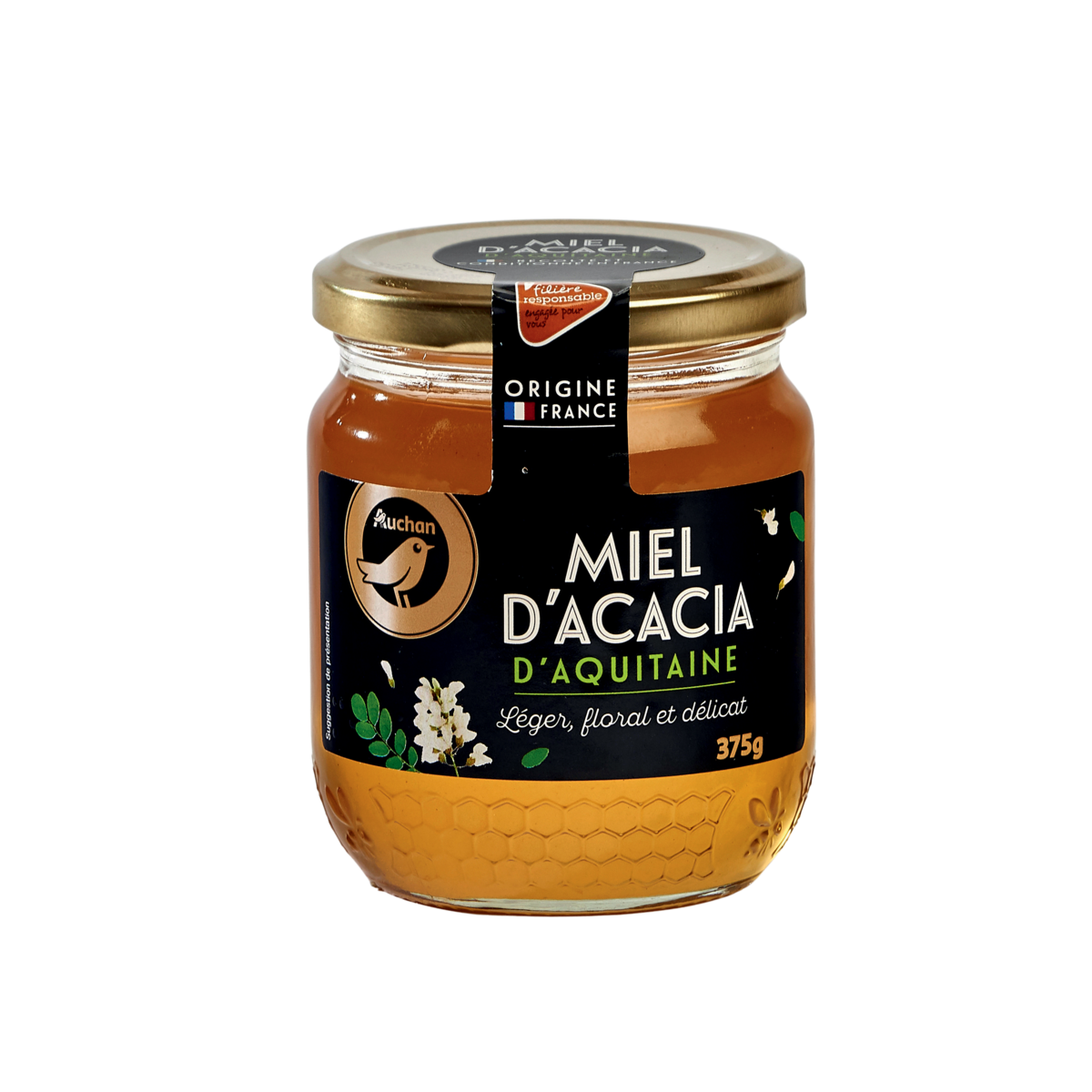 AUCHAN GOURMET Miel d'acacia d'Aquitaine 375g