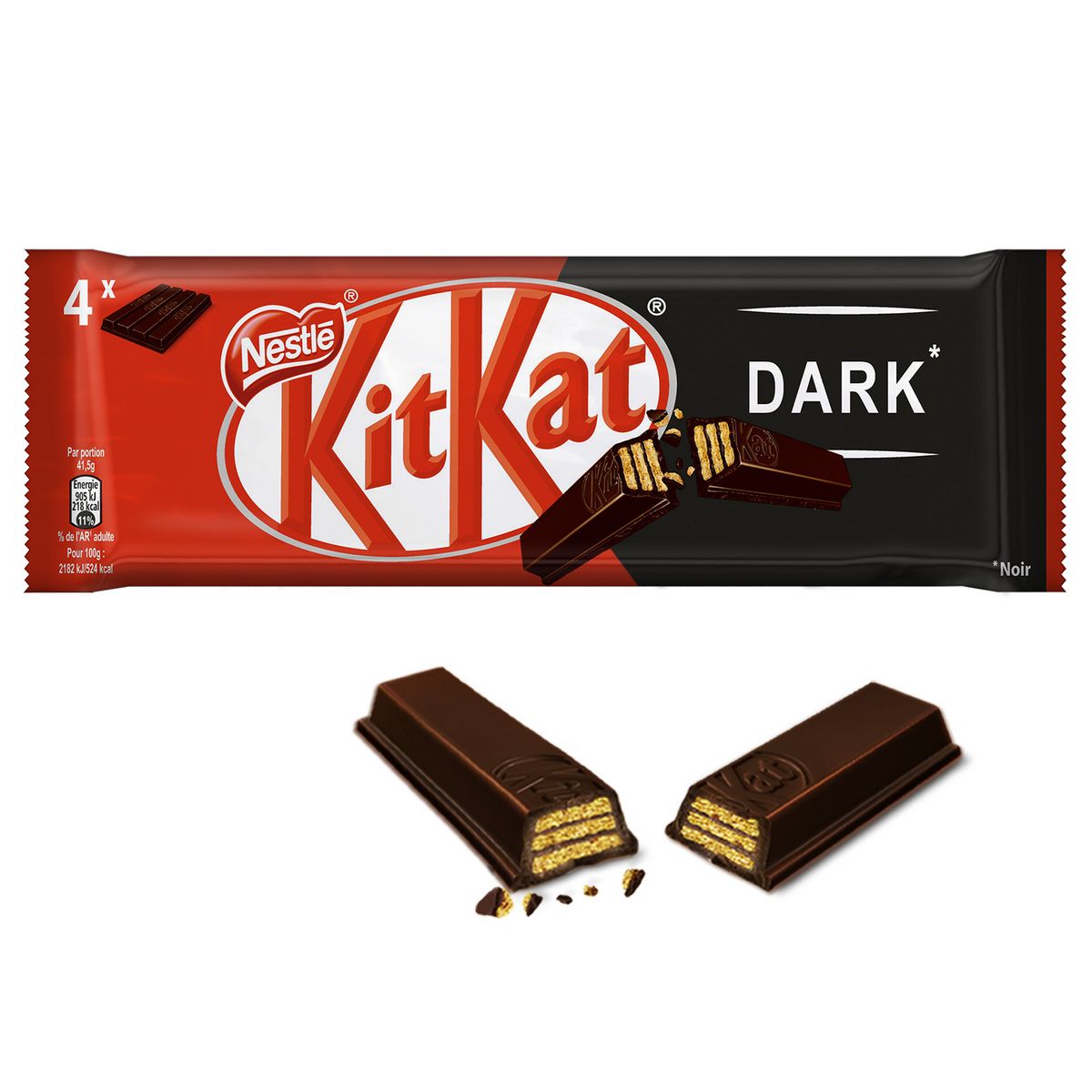 KIT KAT Dark Barres croustillantes enrobées chocolat noir 4x41,5g